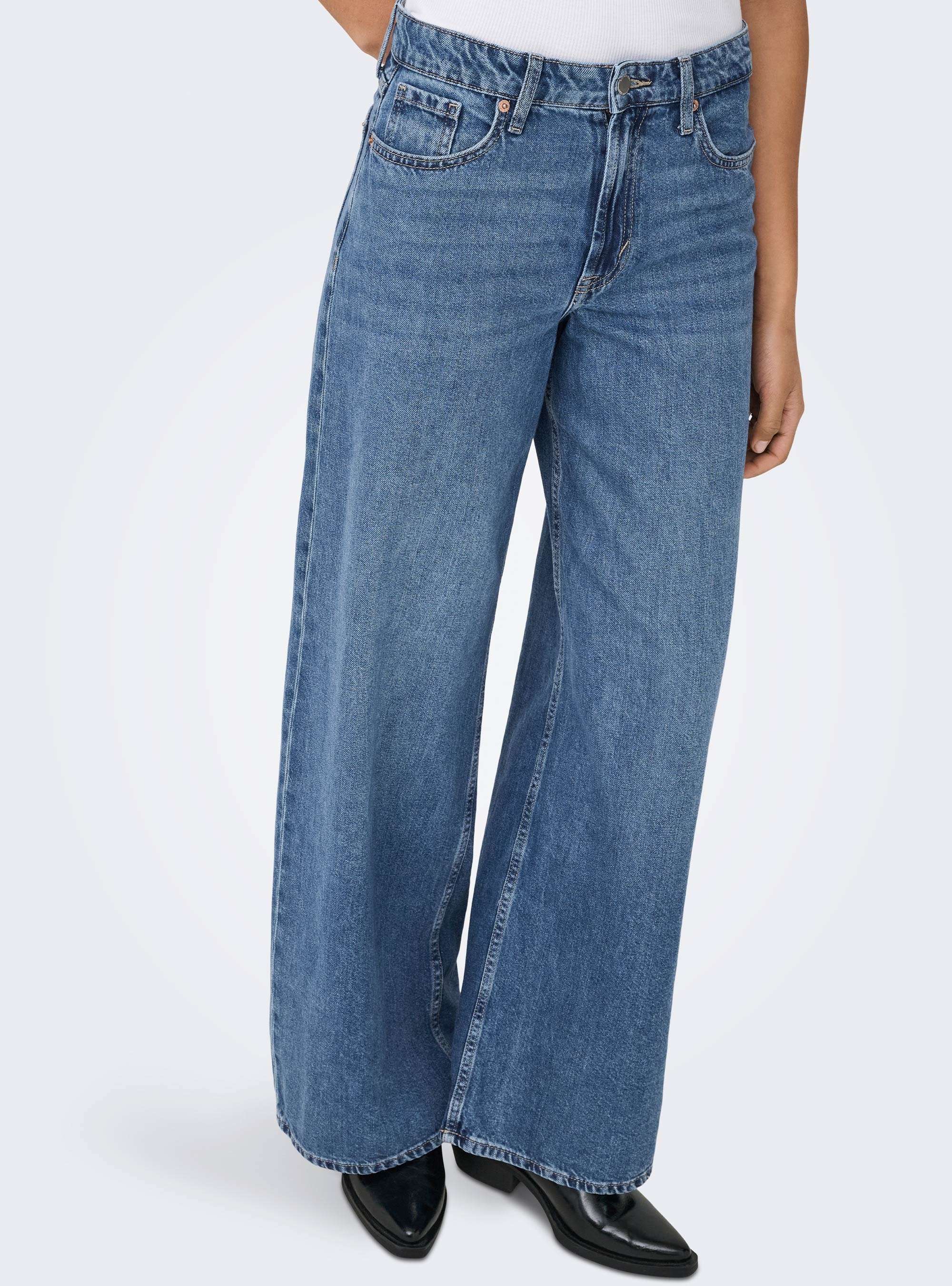 Only Silky Soft High Waist Wide Jeans Pim233 - Medium Aged Denim