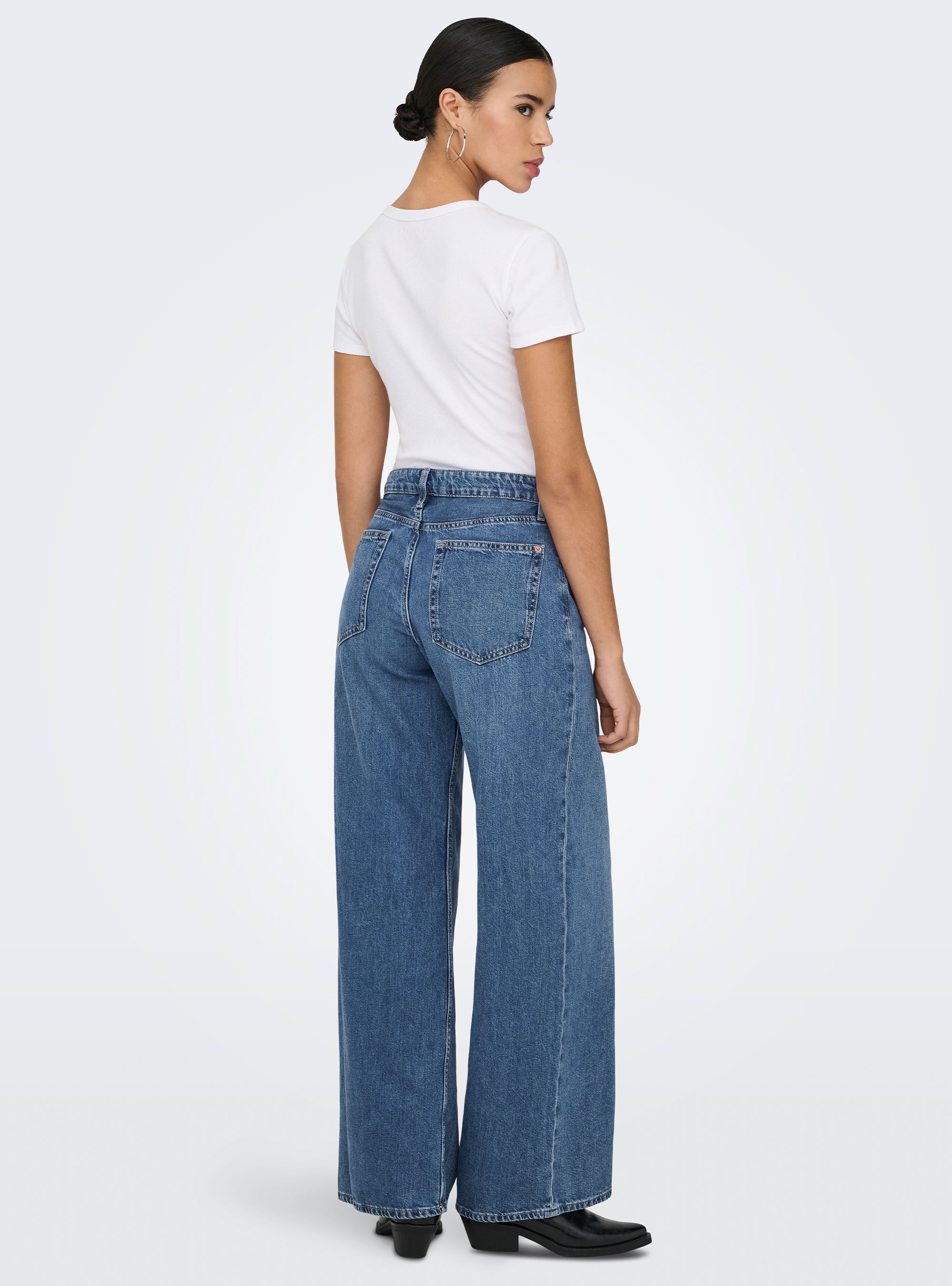 Only Silky Soft High Waist Wide Jeans Pim233 - Medium Aged Denim
