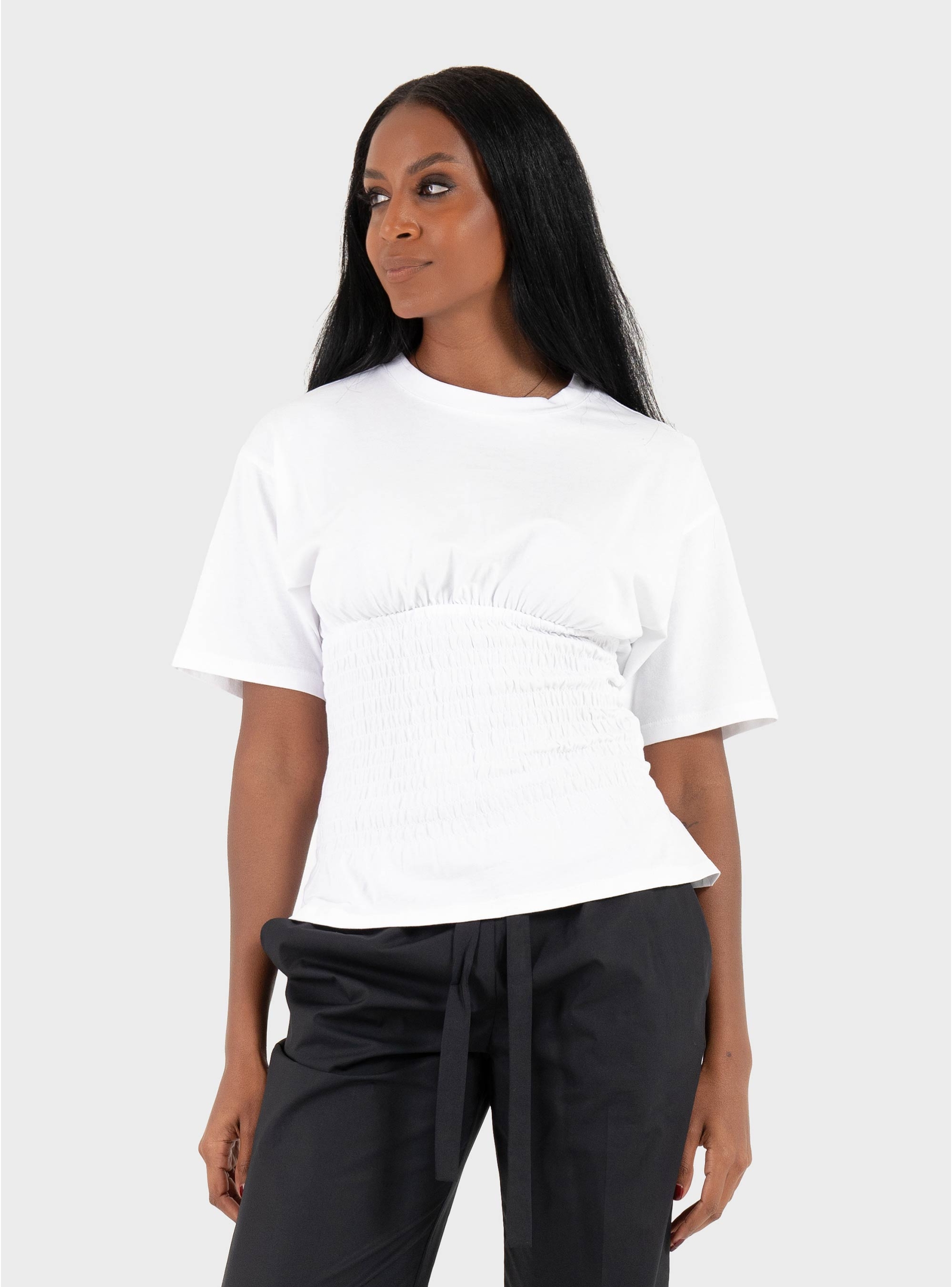 JJXX Evelyn Smock Tee - White