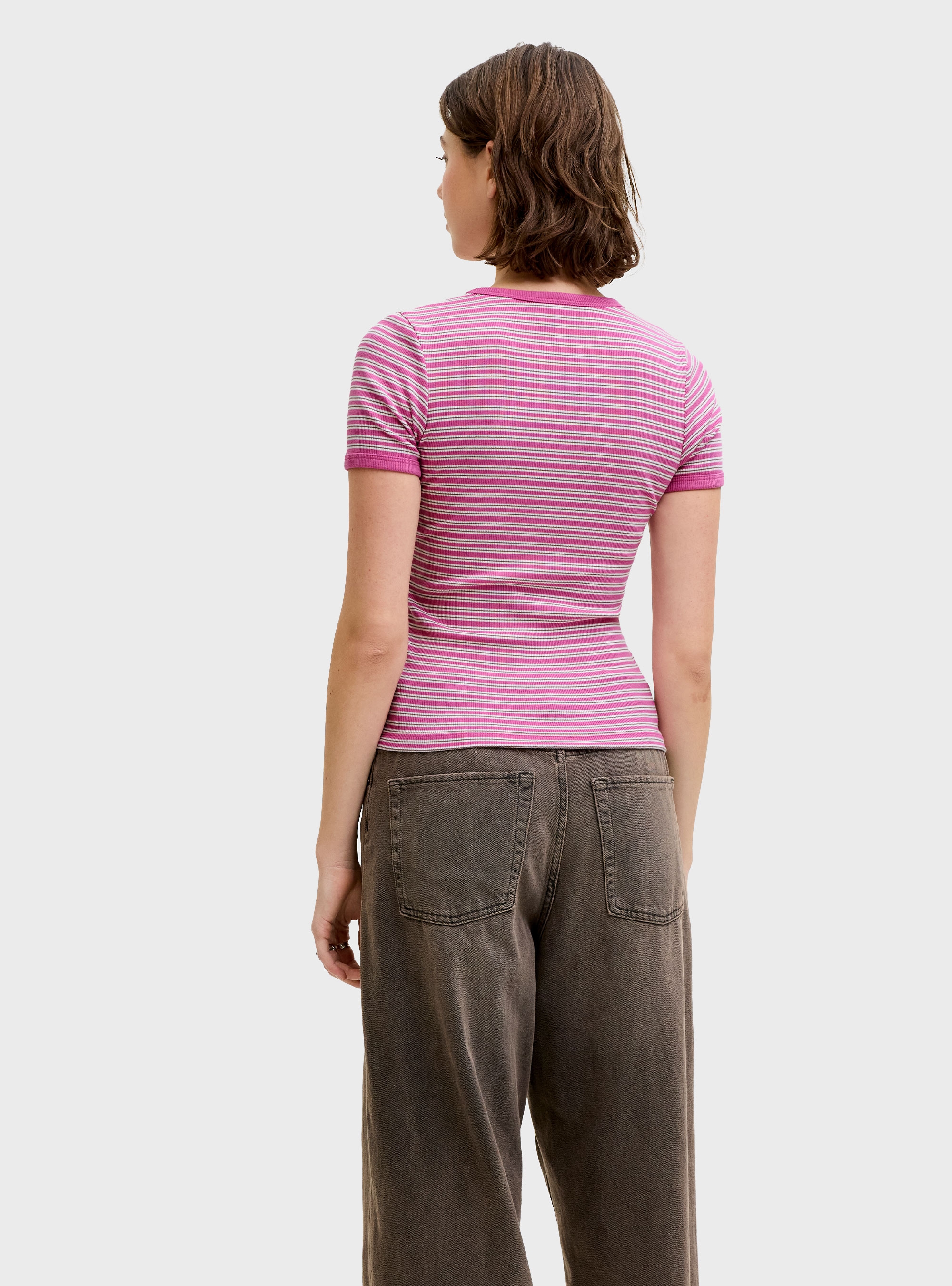 JJXX Frankie Str Ss Stripe Tee Jrs - Brown