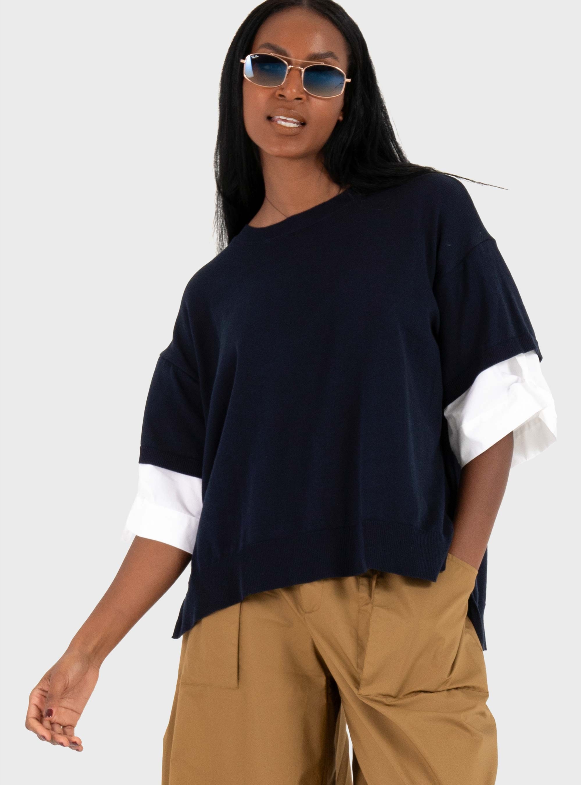 Mei Mei J Knitted Top - Dark Blue