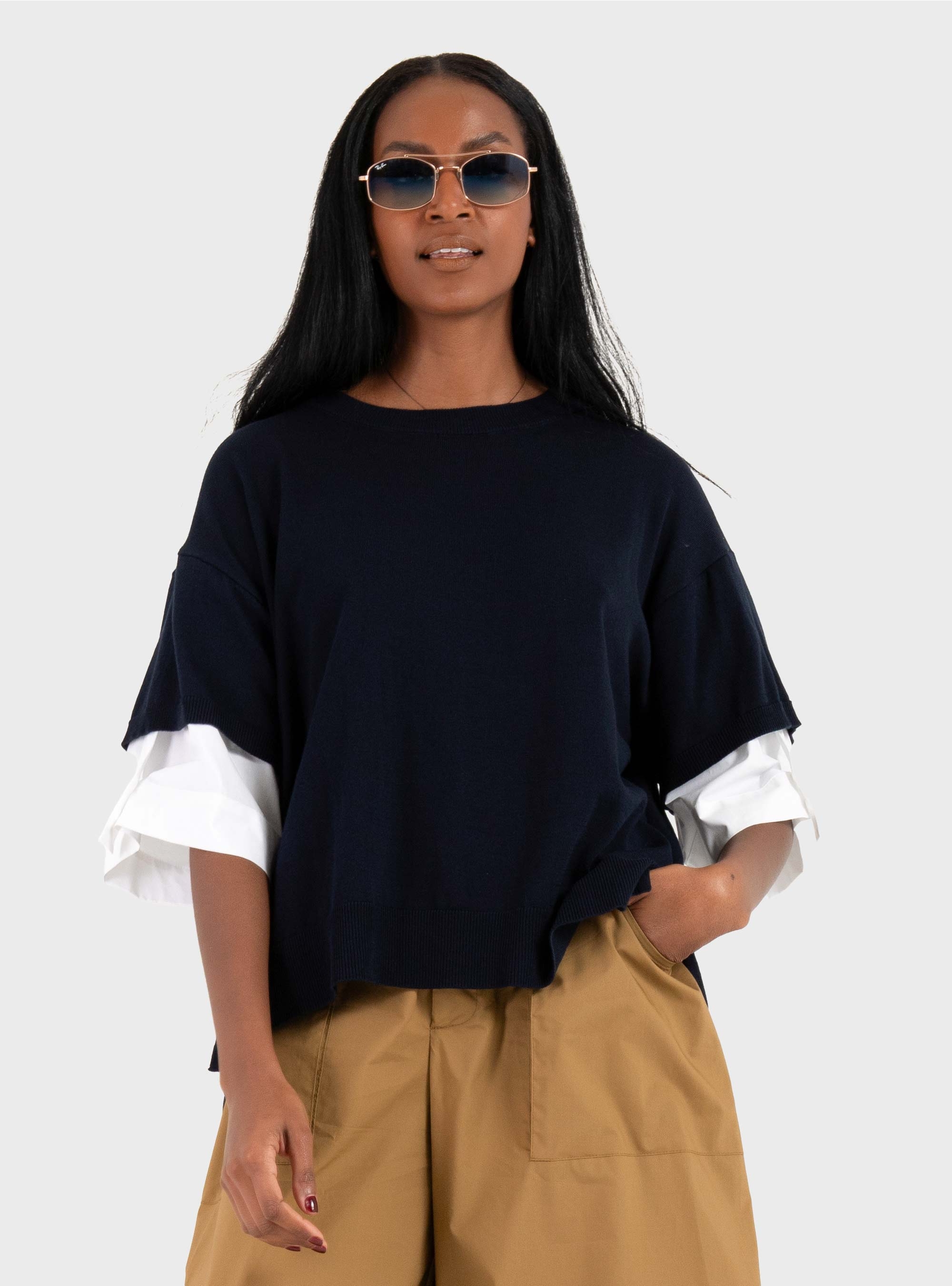 Mei Mei J Knitted Top - Dark Blue