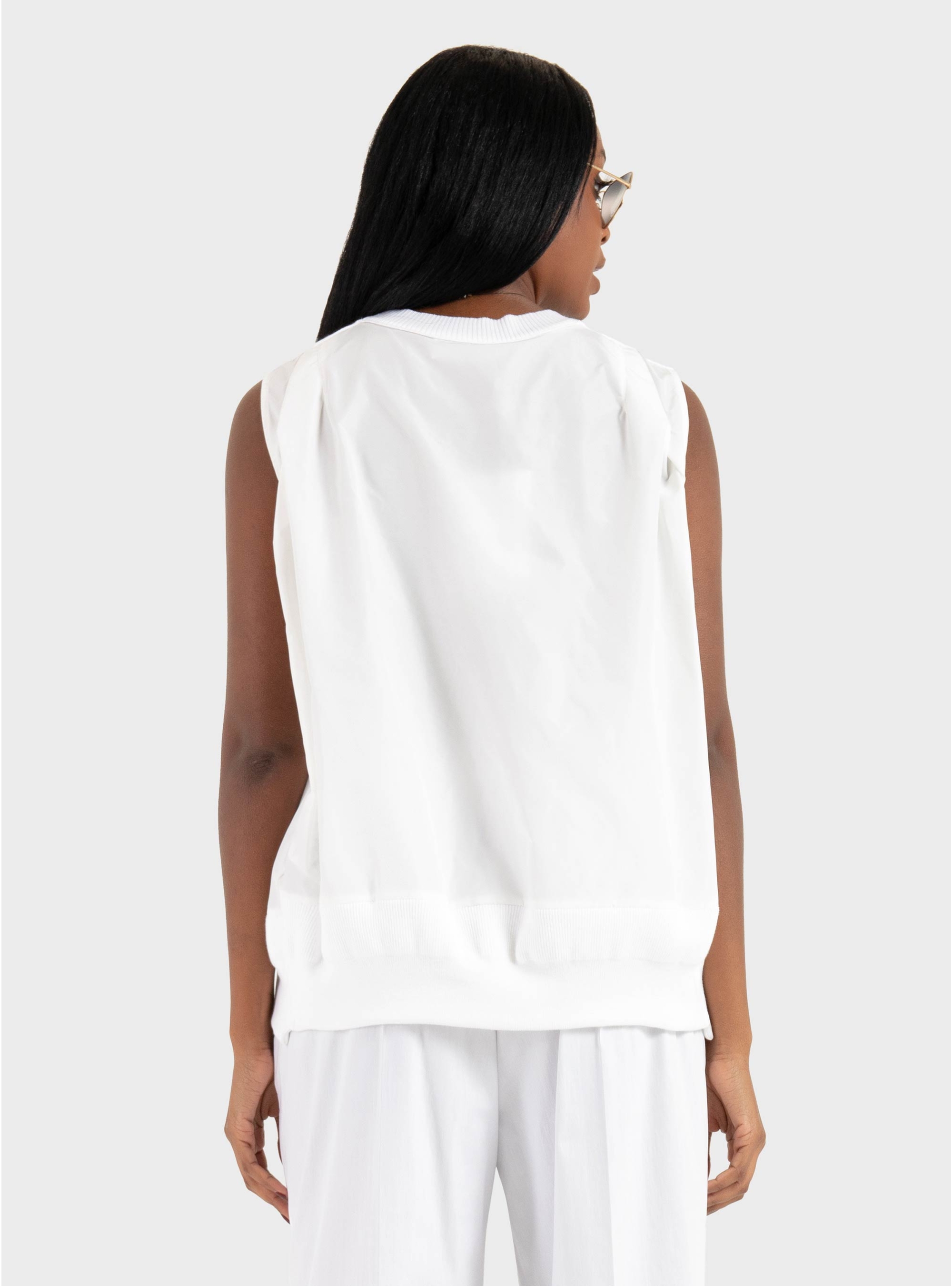 Mei Mei J Mixed Fabric Top - White