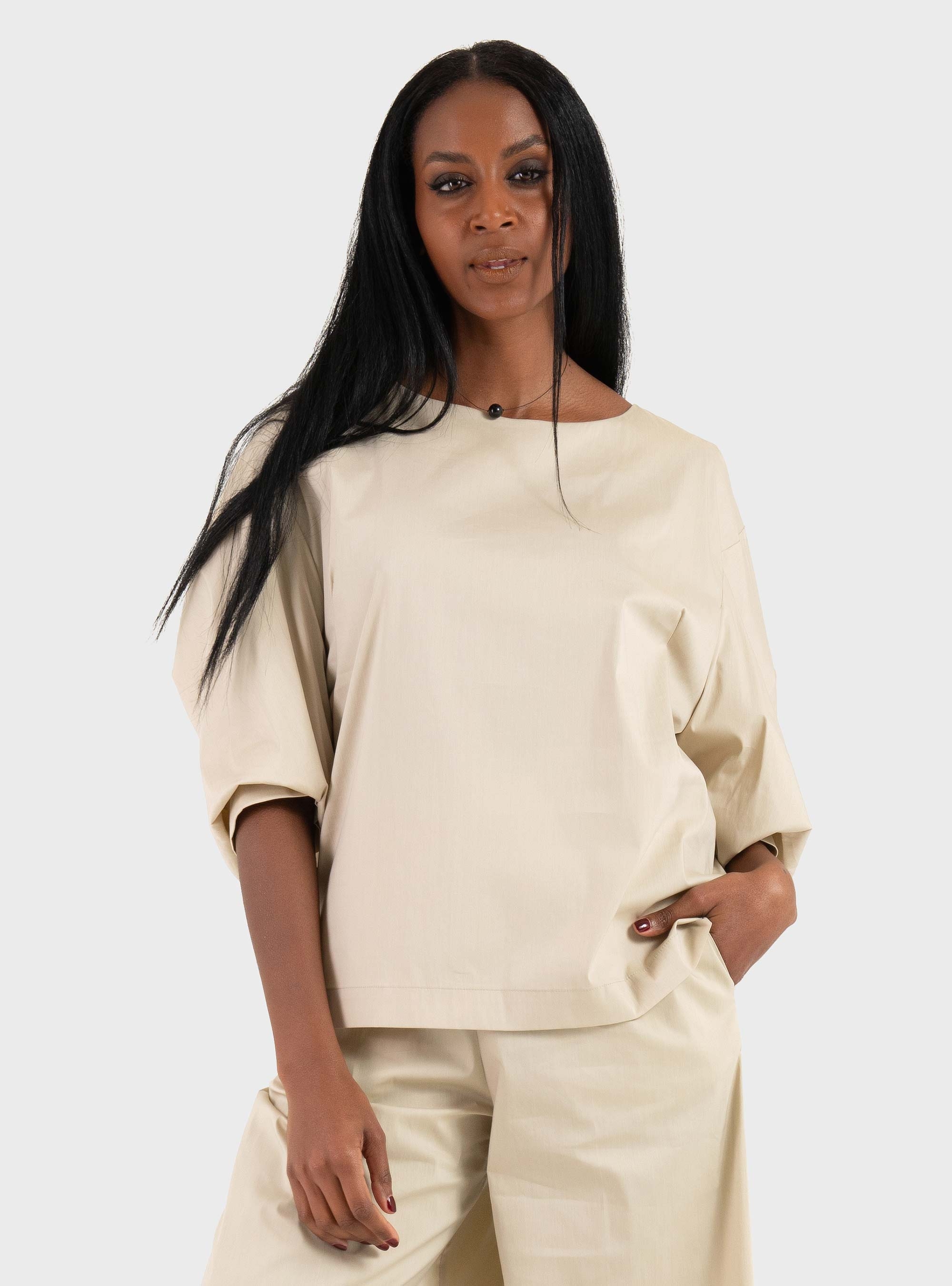 Mei Mei J Open Back Top  - Off White