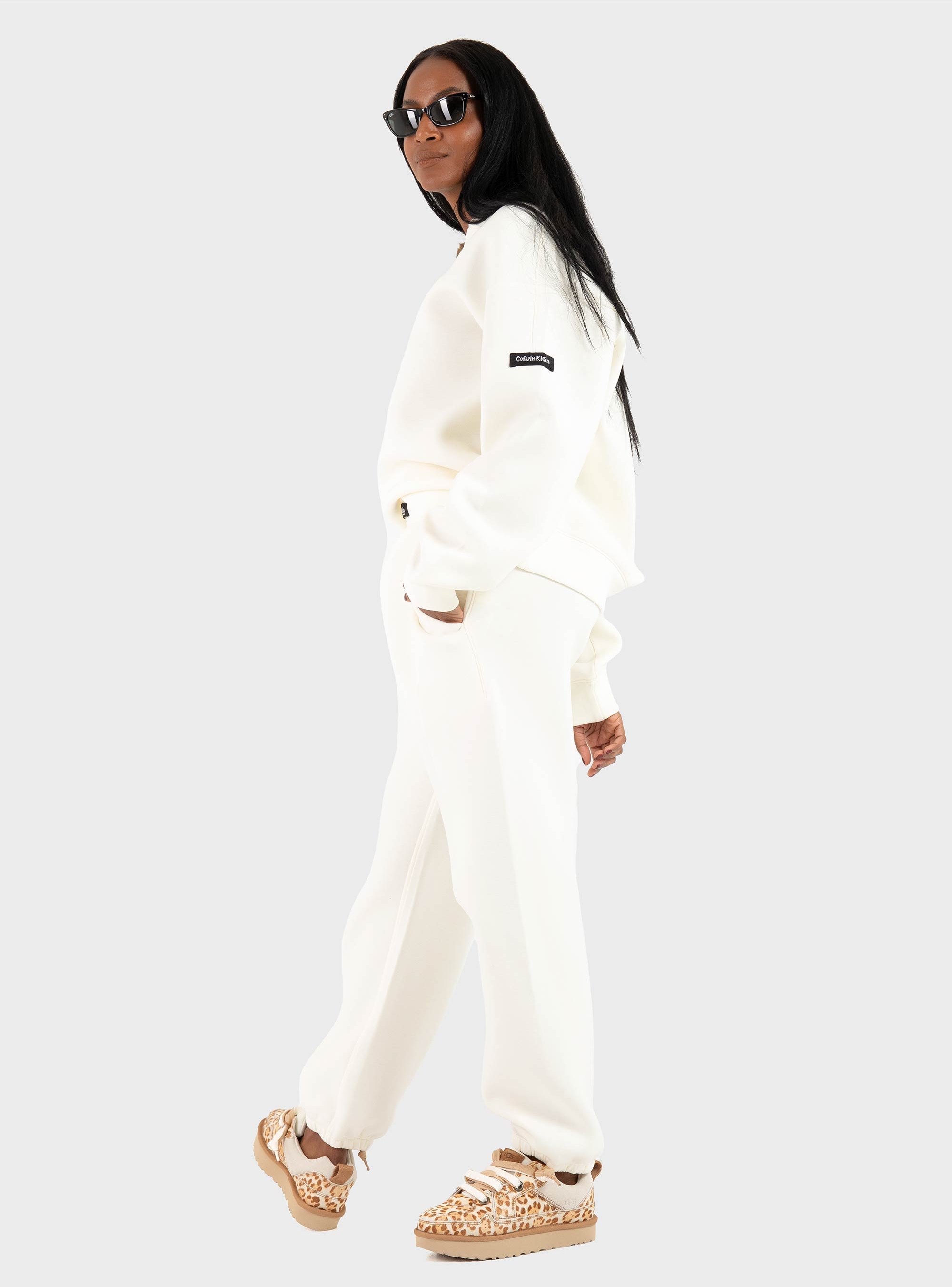 Calvin Klein Oversized Scuba Polo Top - Ecru