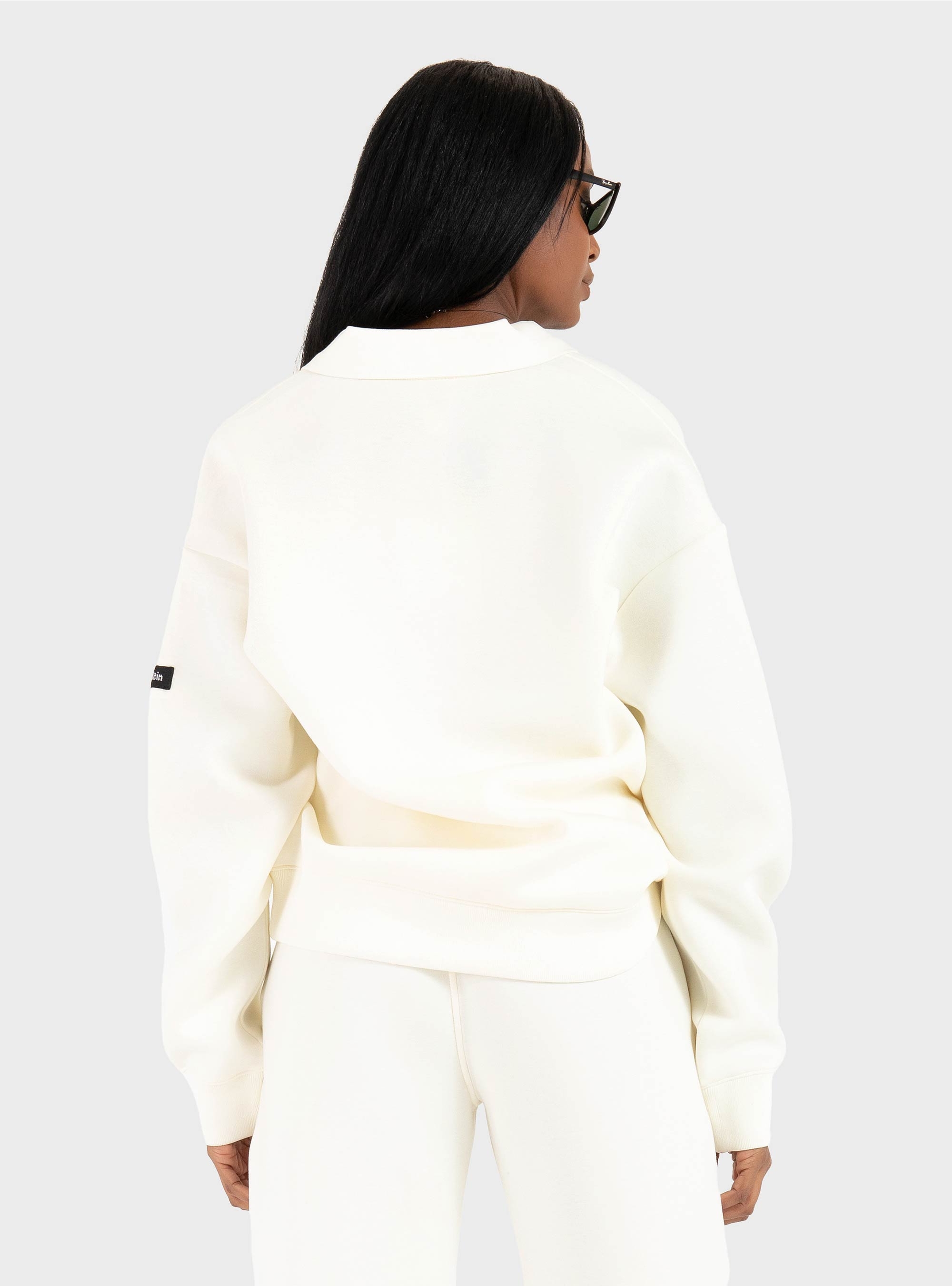 Calvin Klein Oversized Scuba Polo Top - Ecru