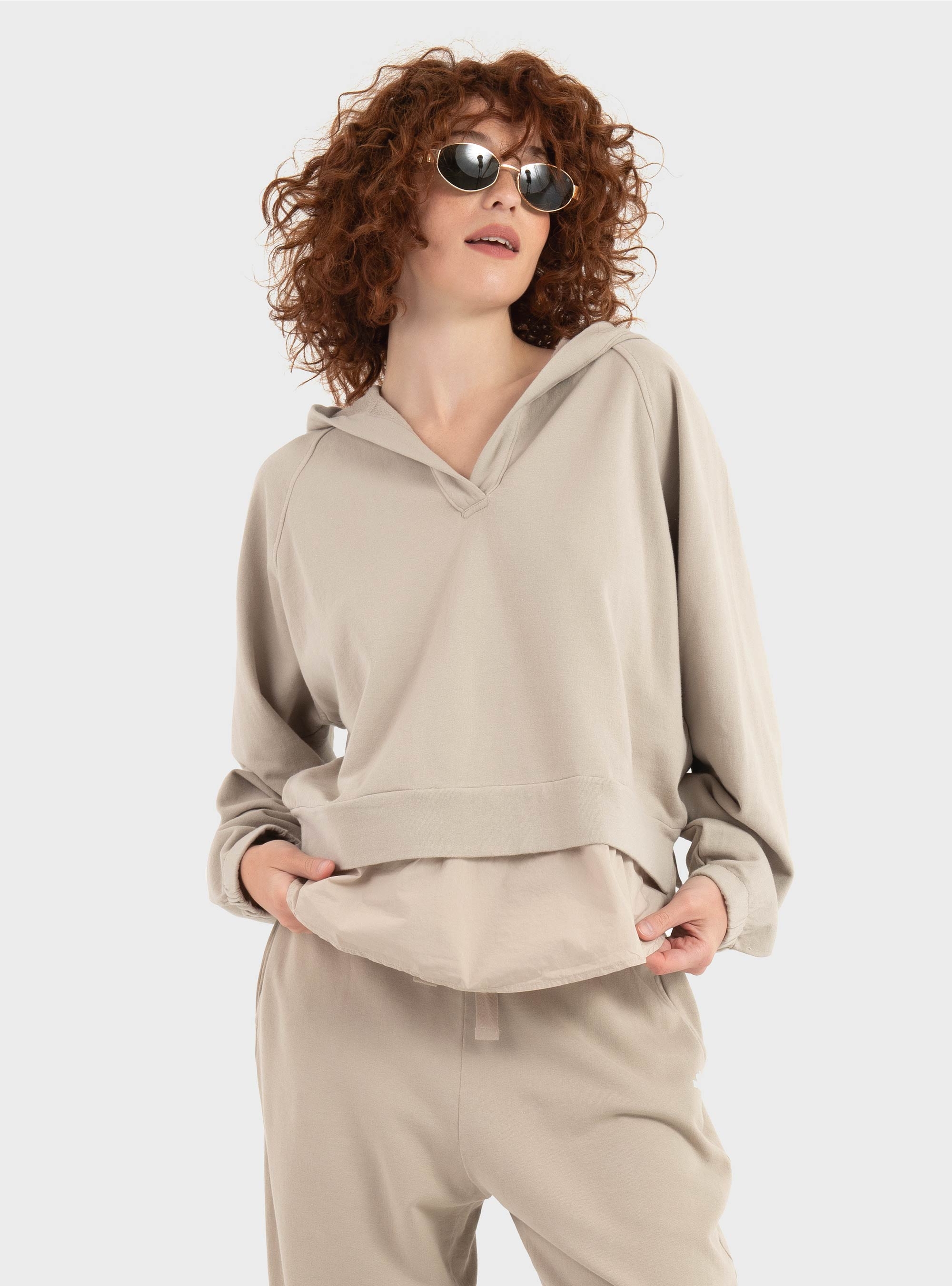 Deha Parachute Trim Hoodie - Beige