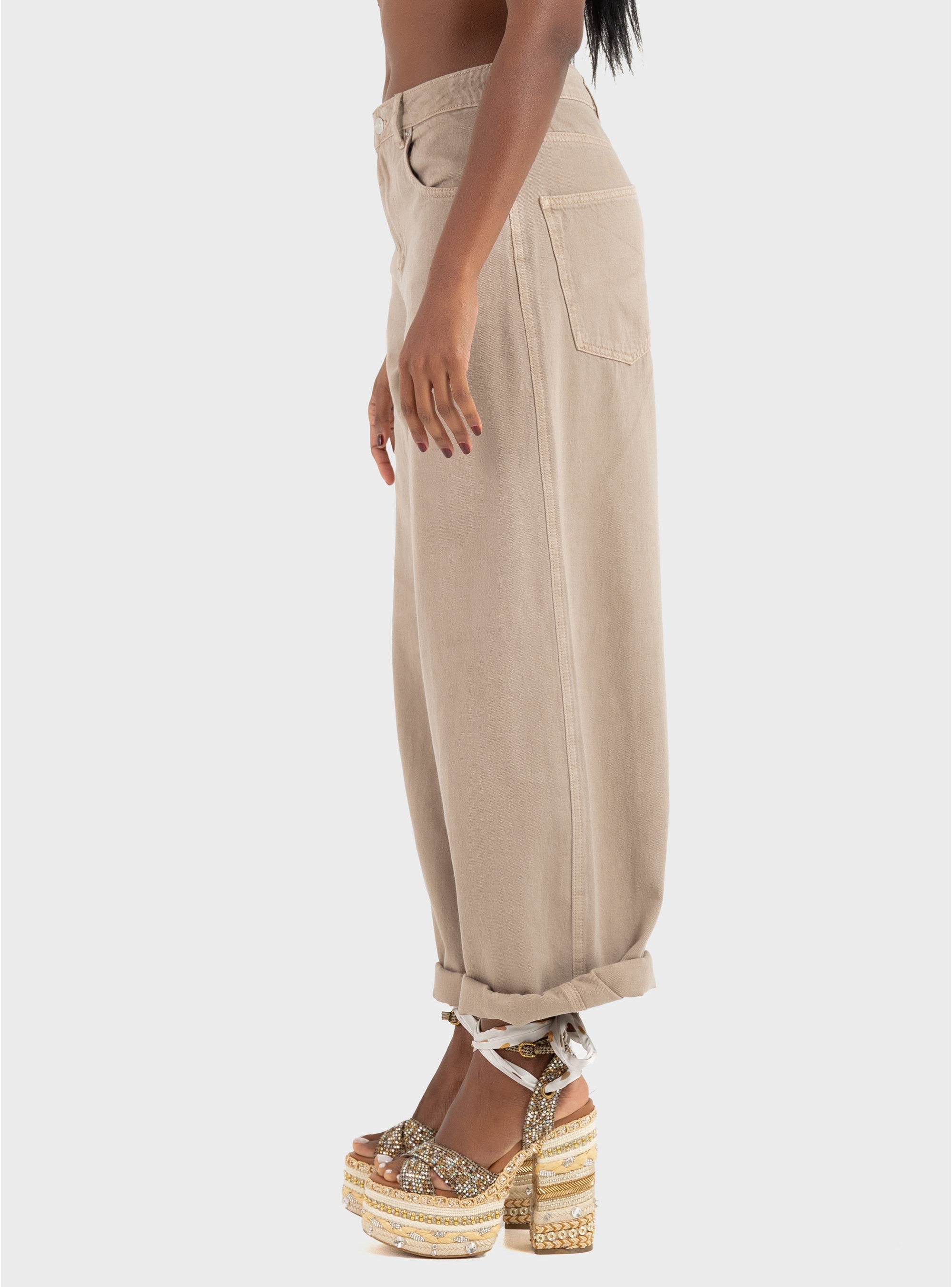 Only Taylor-Silla High Waist Barrel Pants - Beige