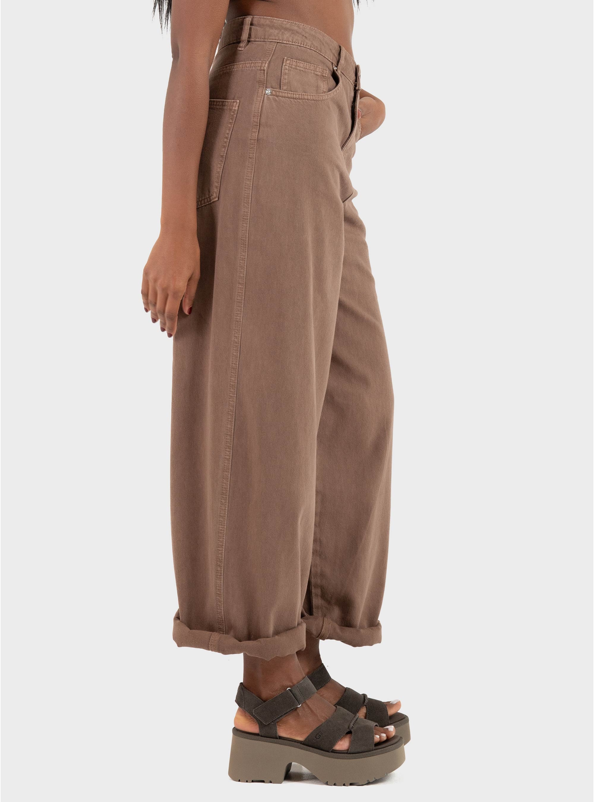 Only Taylor-Silla High Waist Barrel Pants - Dark Brown