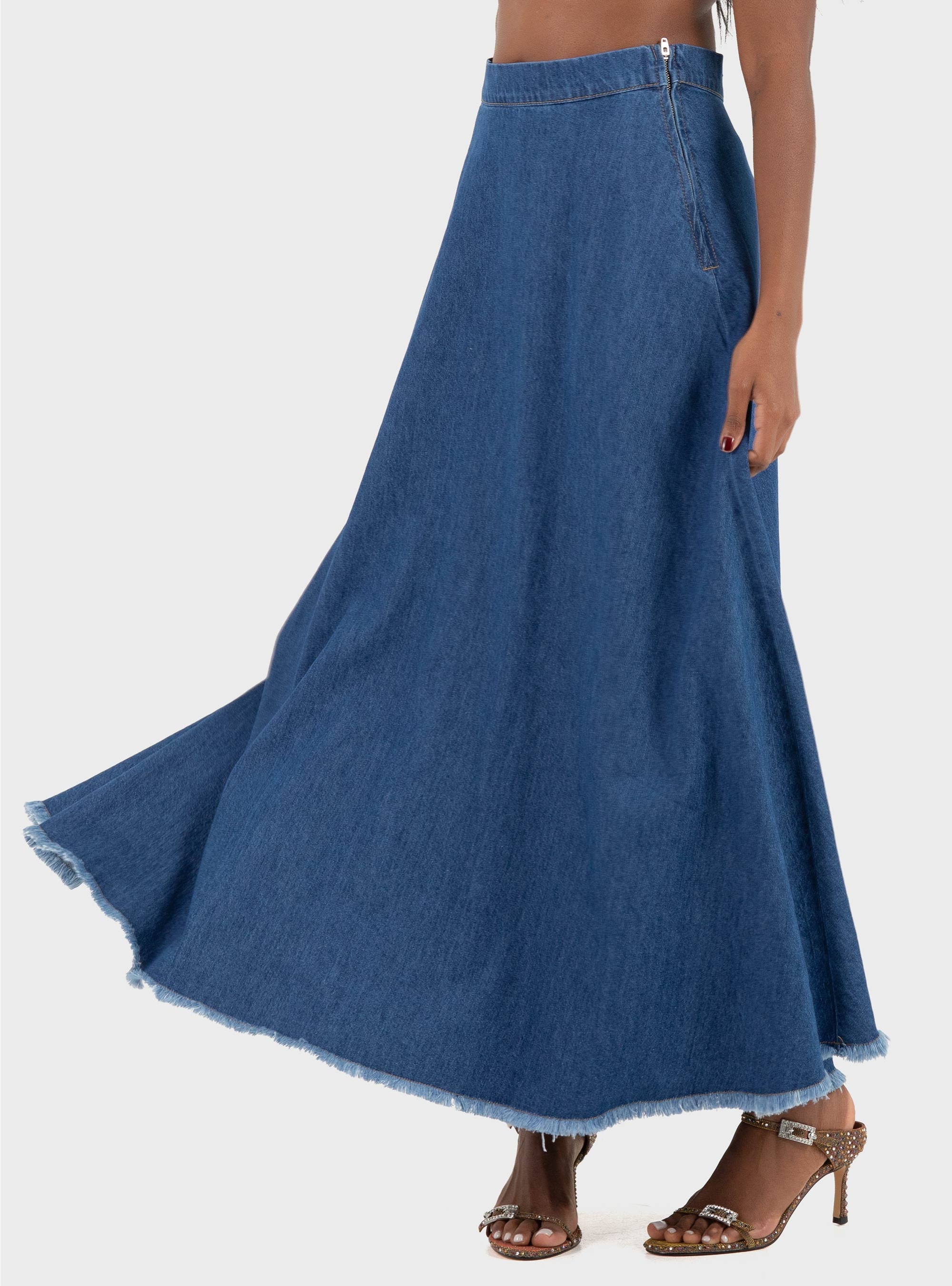 Only Mone Flowy Maxi Denim Skirt - Medium Aged Denim