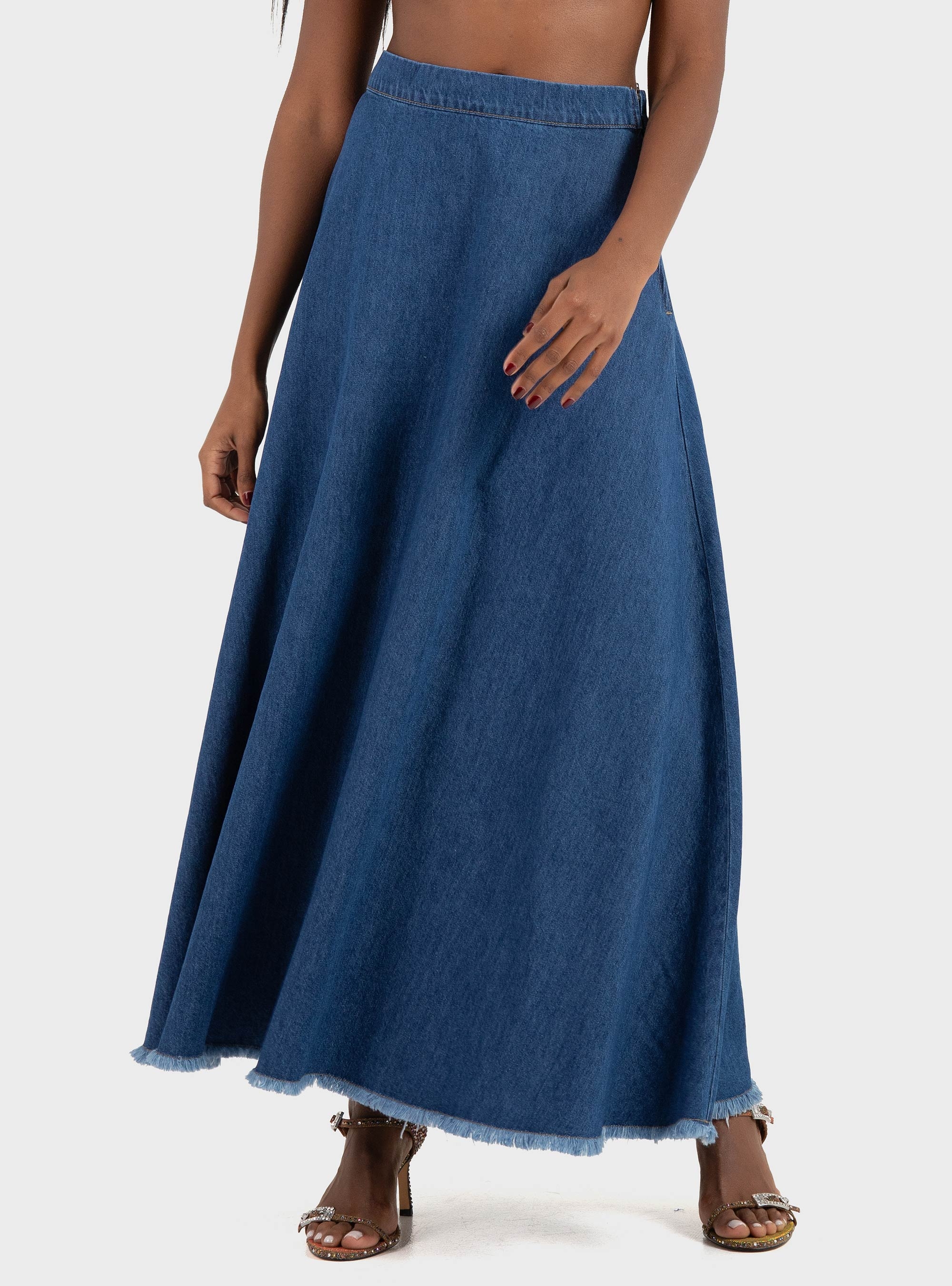 Only Mone Flowy Maxi Denim Skirt - Medium Aged Denim