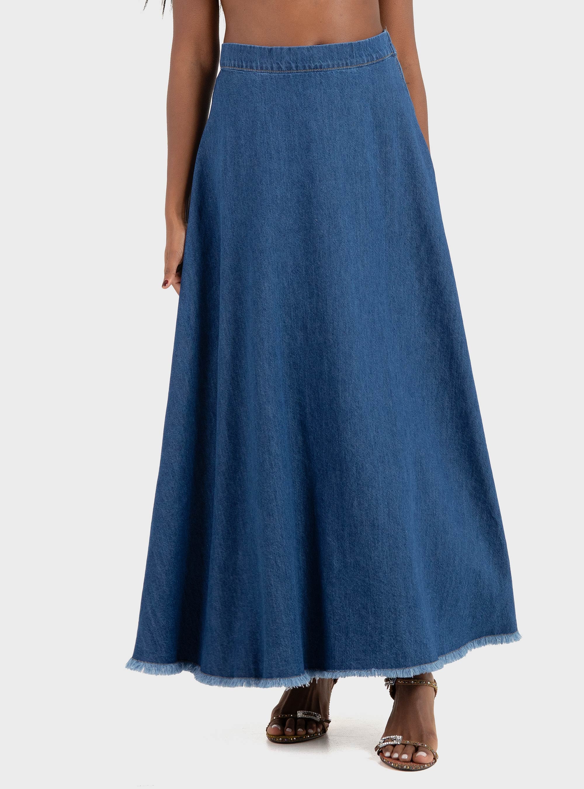 Only Mone Flowy Maxi Denim Skirt - Medium Aged Denim