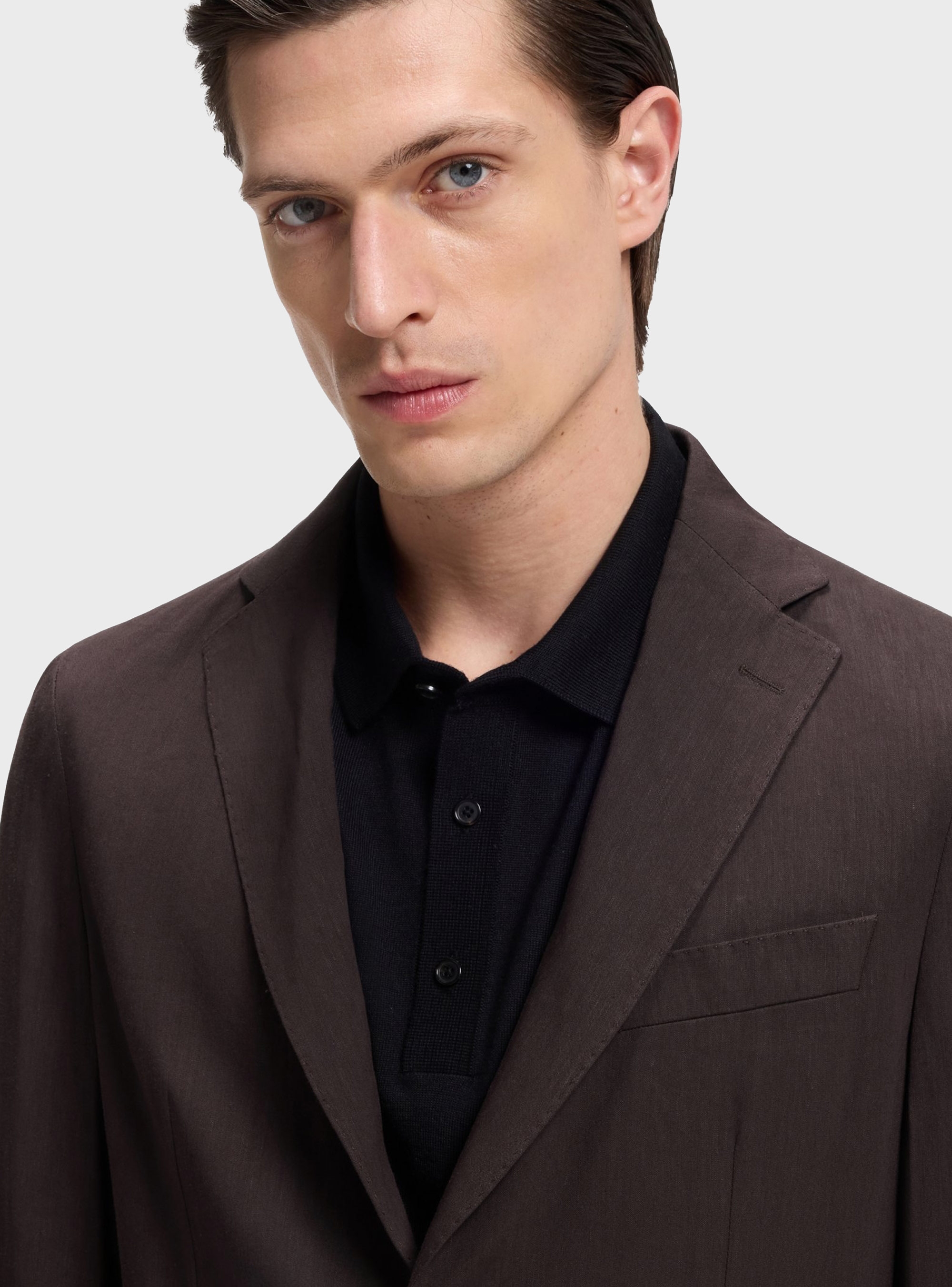 BOSS Slim-Fit Blazer In A Machine-Washable Linen Blend P-Hanry-WG-262 - Dark Brown
