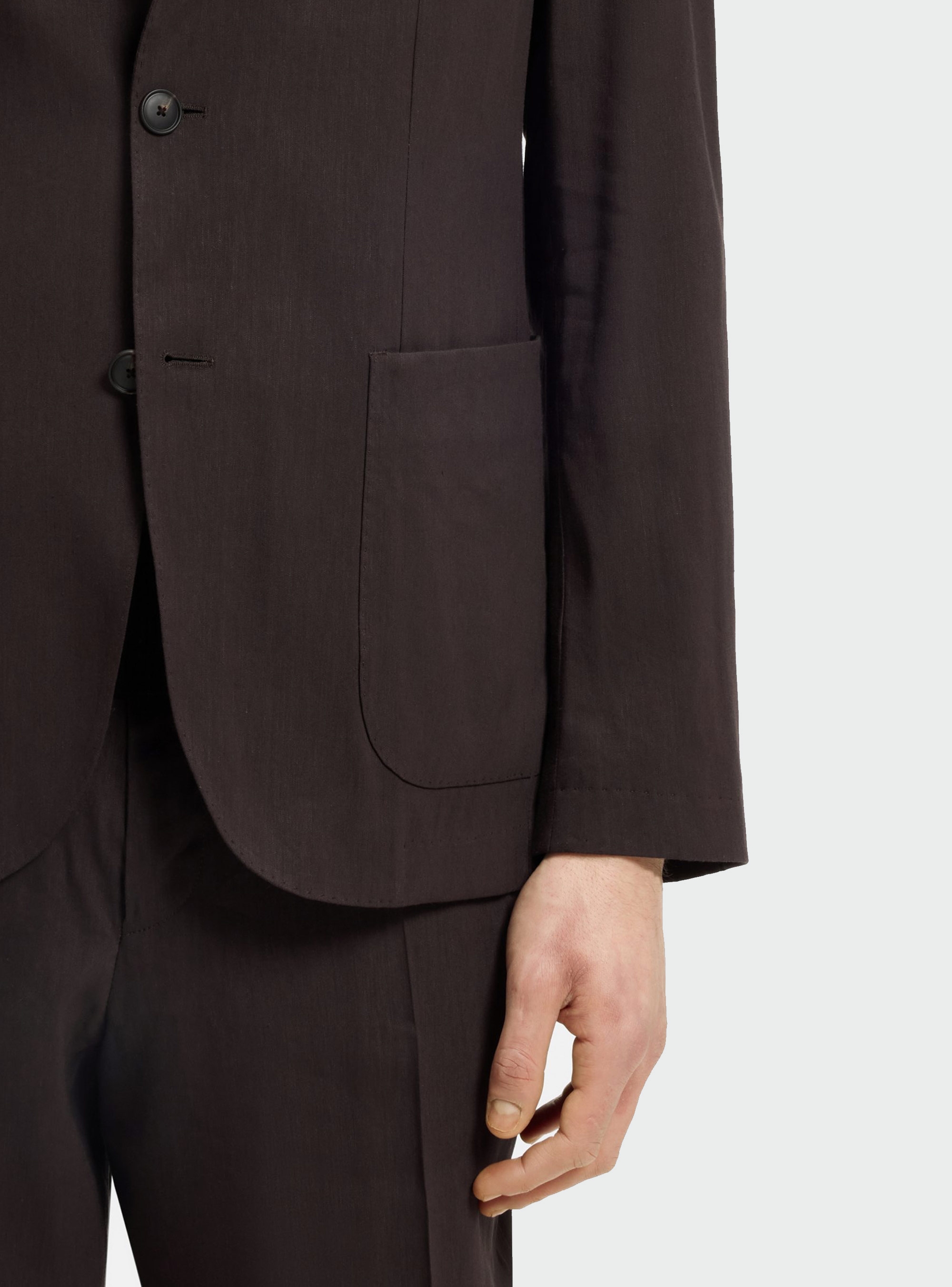 BOSS Slim-Fit Blazer In A Machine-Washable Linen Blend P-Hanry-WG-262 - Dark Brown