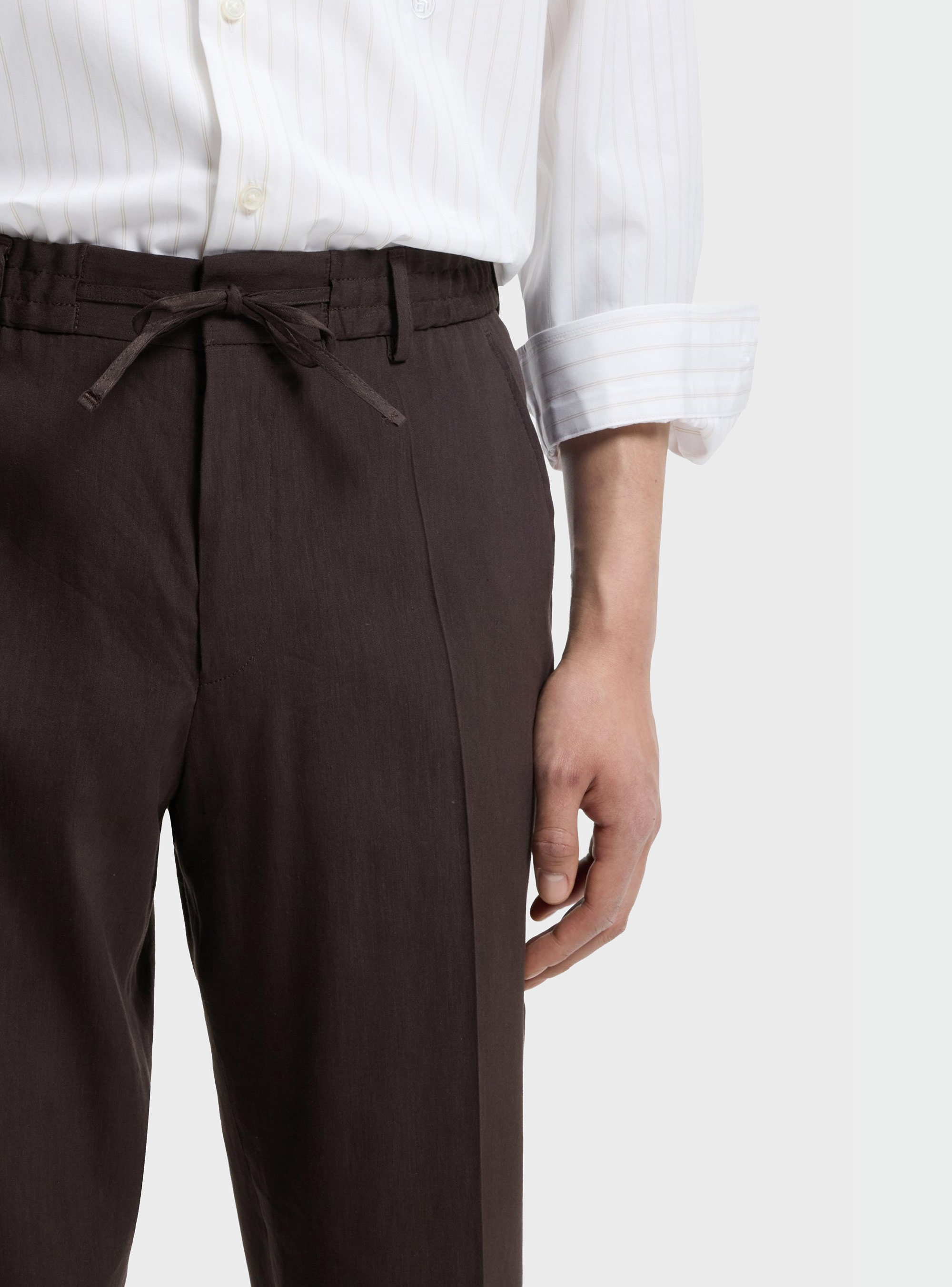 BOSS Tapered-Fit Trousers In A Linen Blend P-Perin-RDS-WG-262 - Dark Brown
