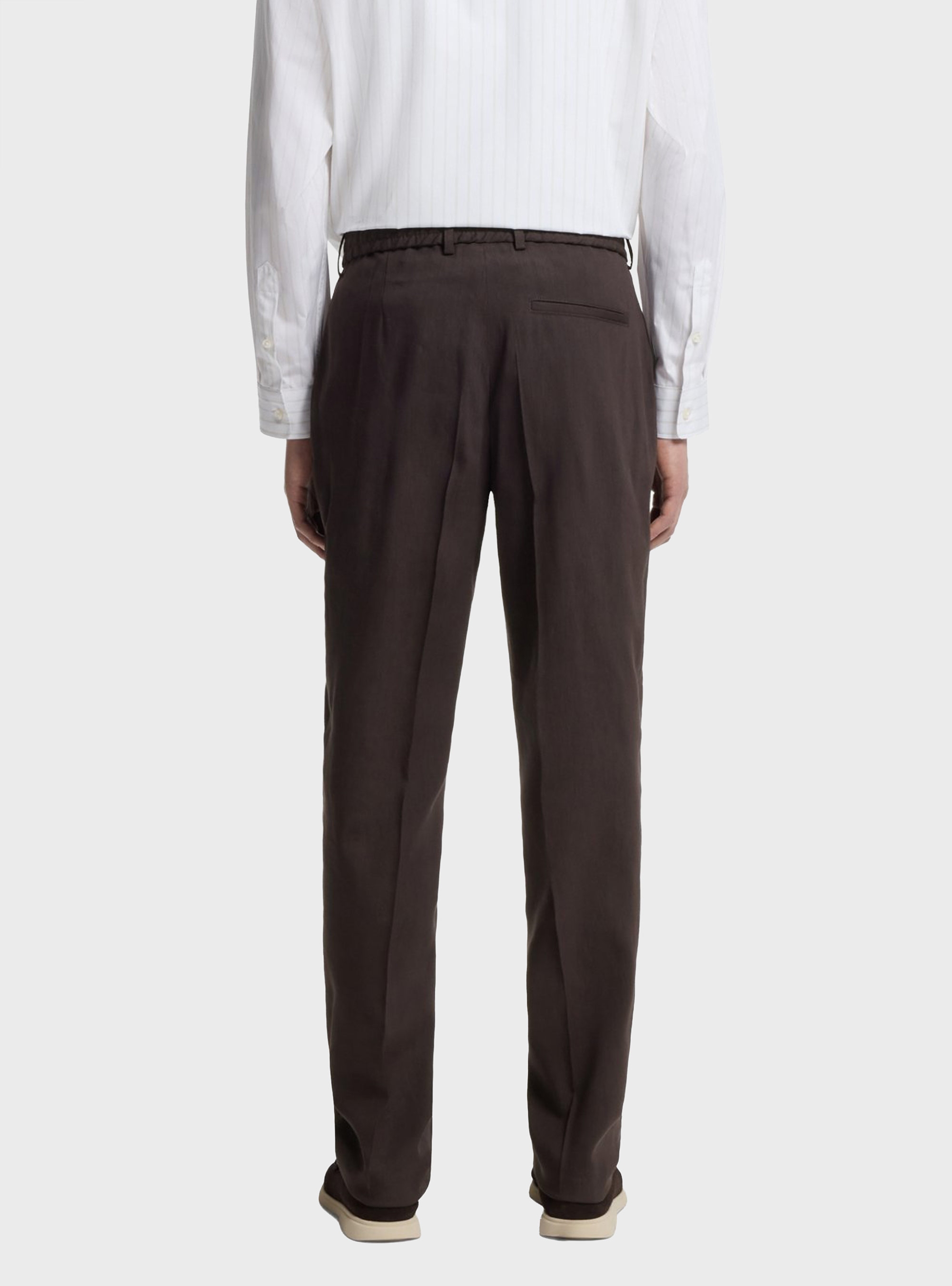 BOSS Tapered-Fit Trousers In A Linen Blend P-Perin-RDS-WG-262 - Dark Brown