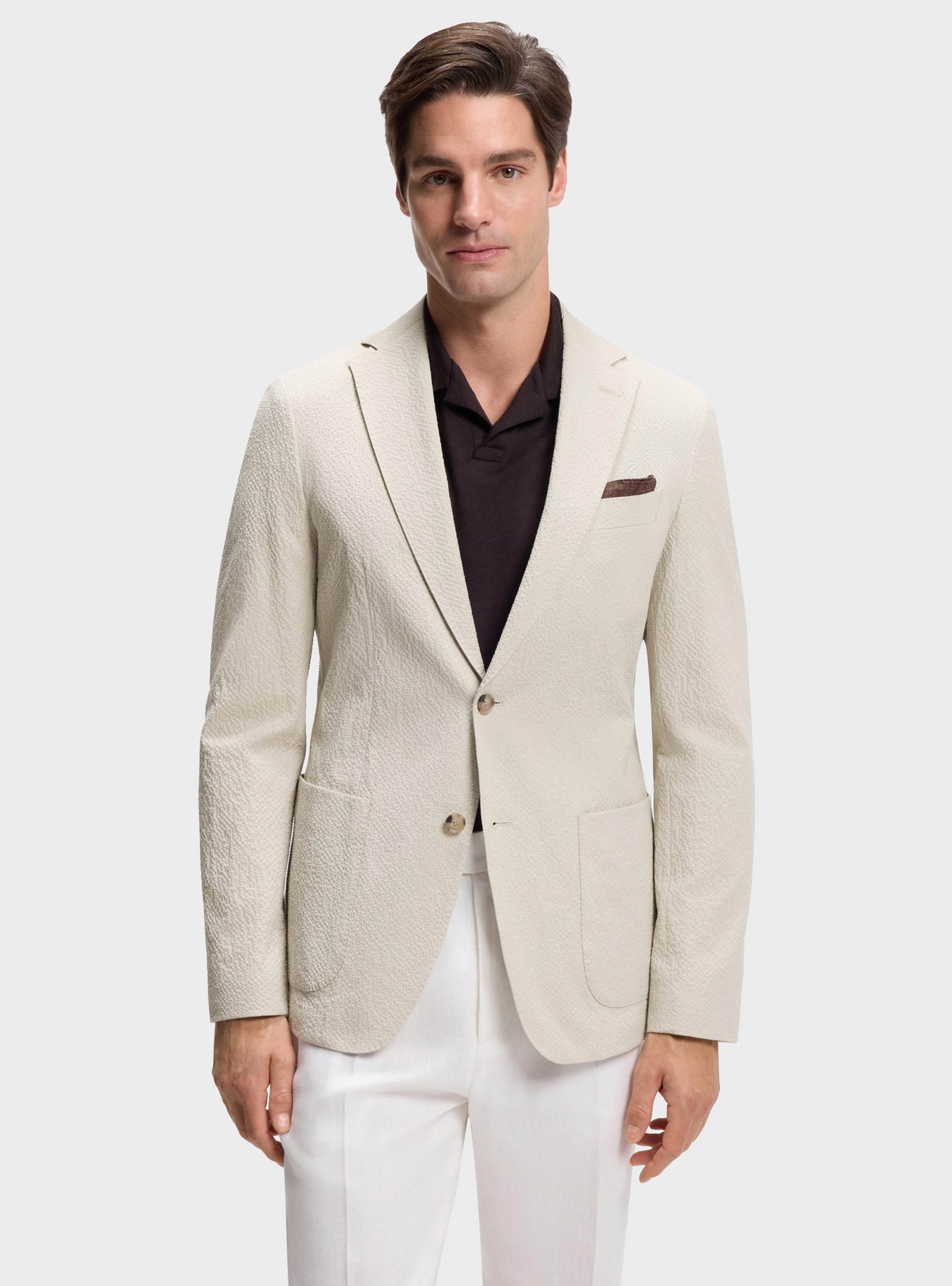 BOSS Slim-Fit Blazer In Stretch-Cotton Seersucker C-Hanry-262 - Light Beige