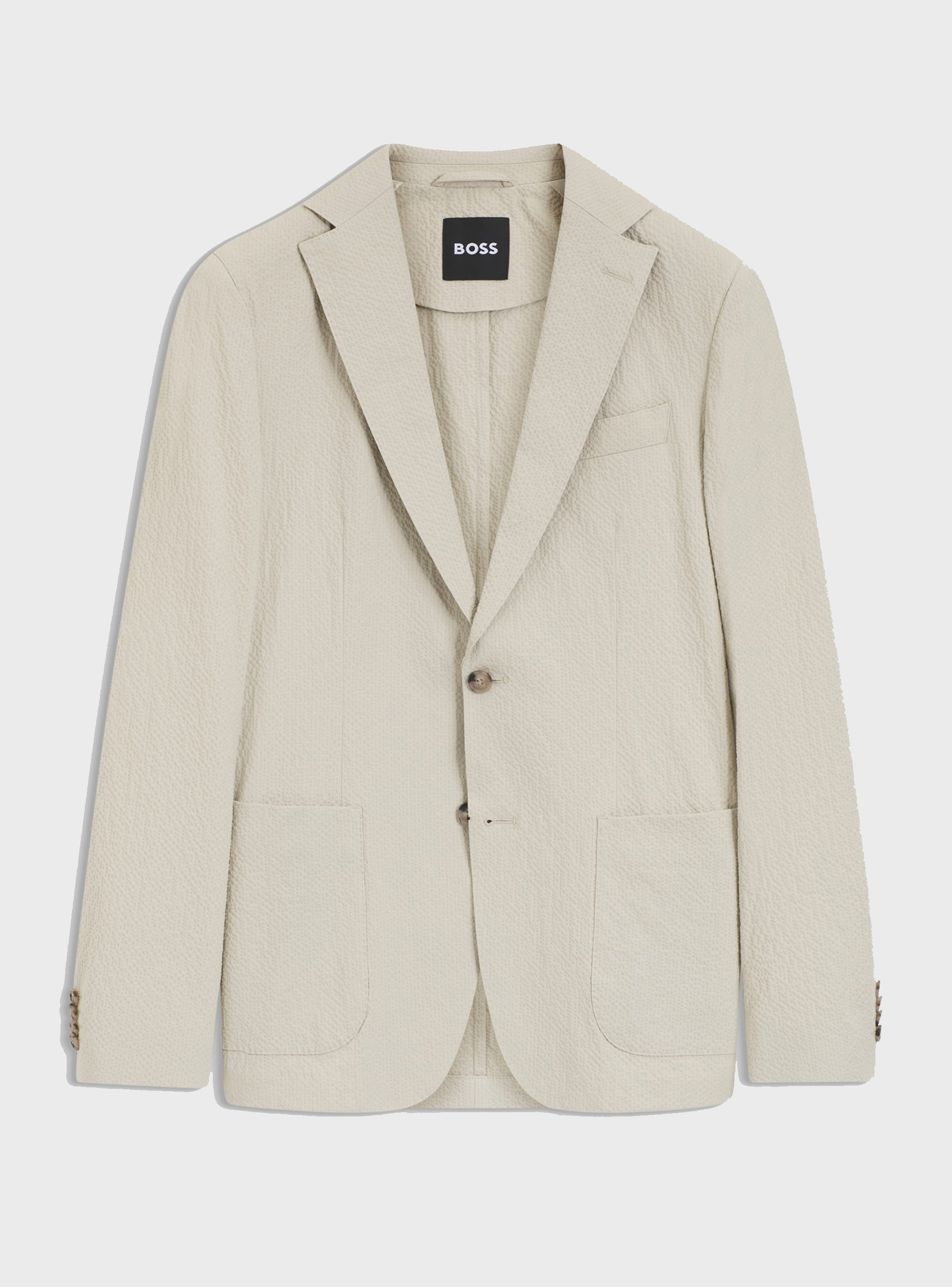 BOSS Slim-Fit Blazer In Stretch-Cotton Seersucker C-Hanry-262 - Light Beige