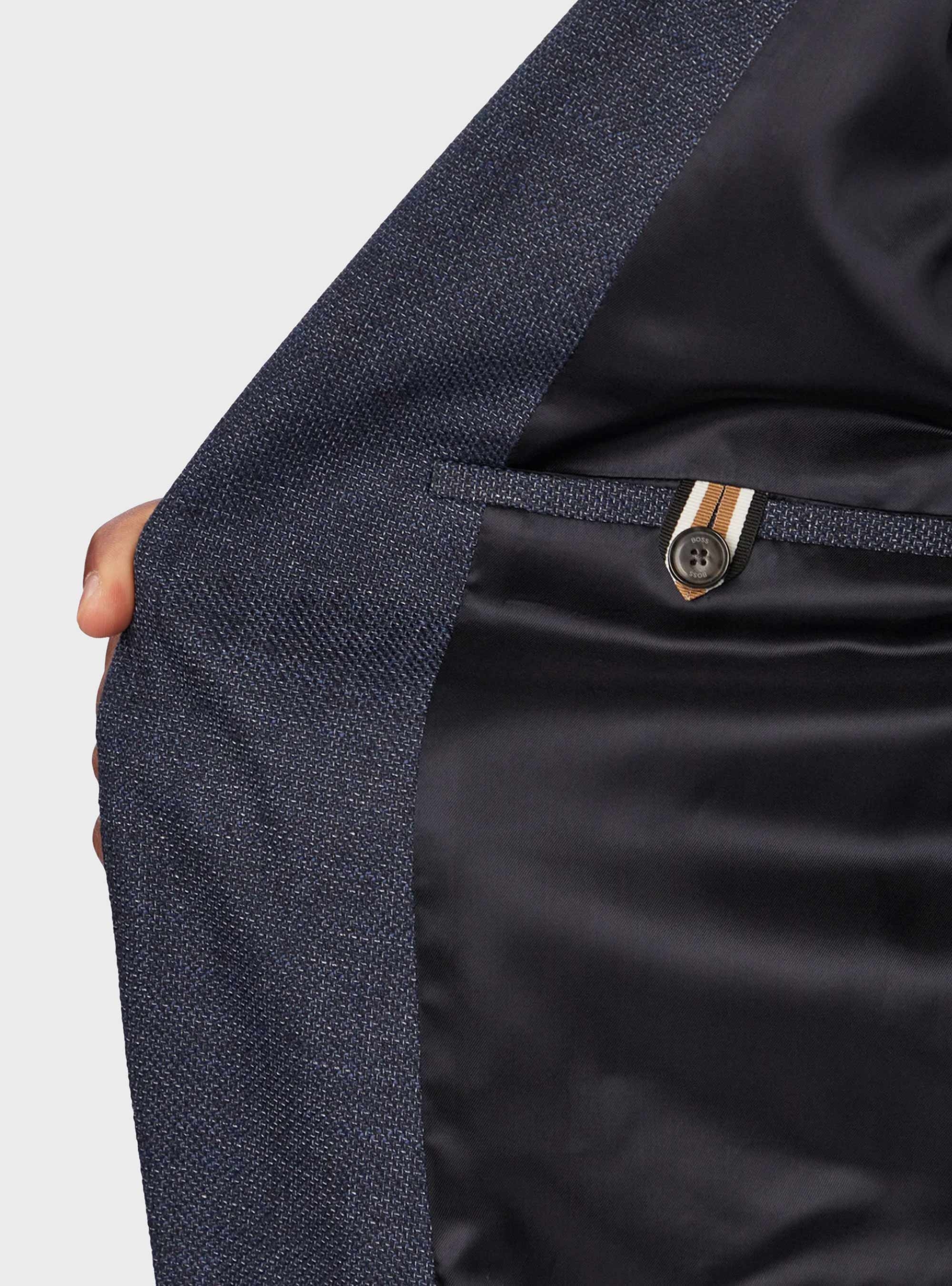 BOSS Slim-Fit Blazer In A Micro-Pattern H-Hutson-262 - Dark Blue