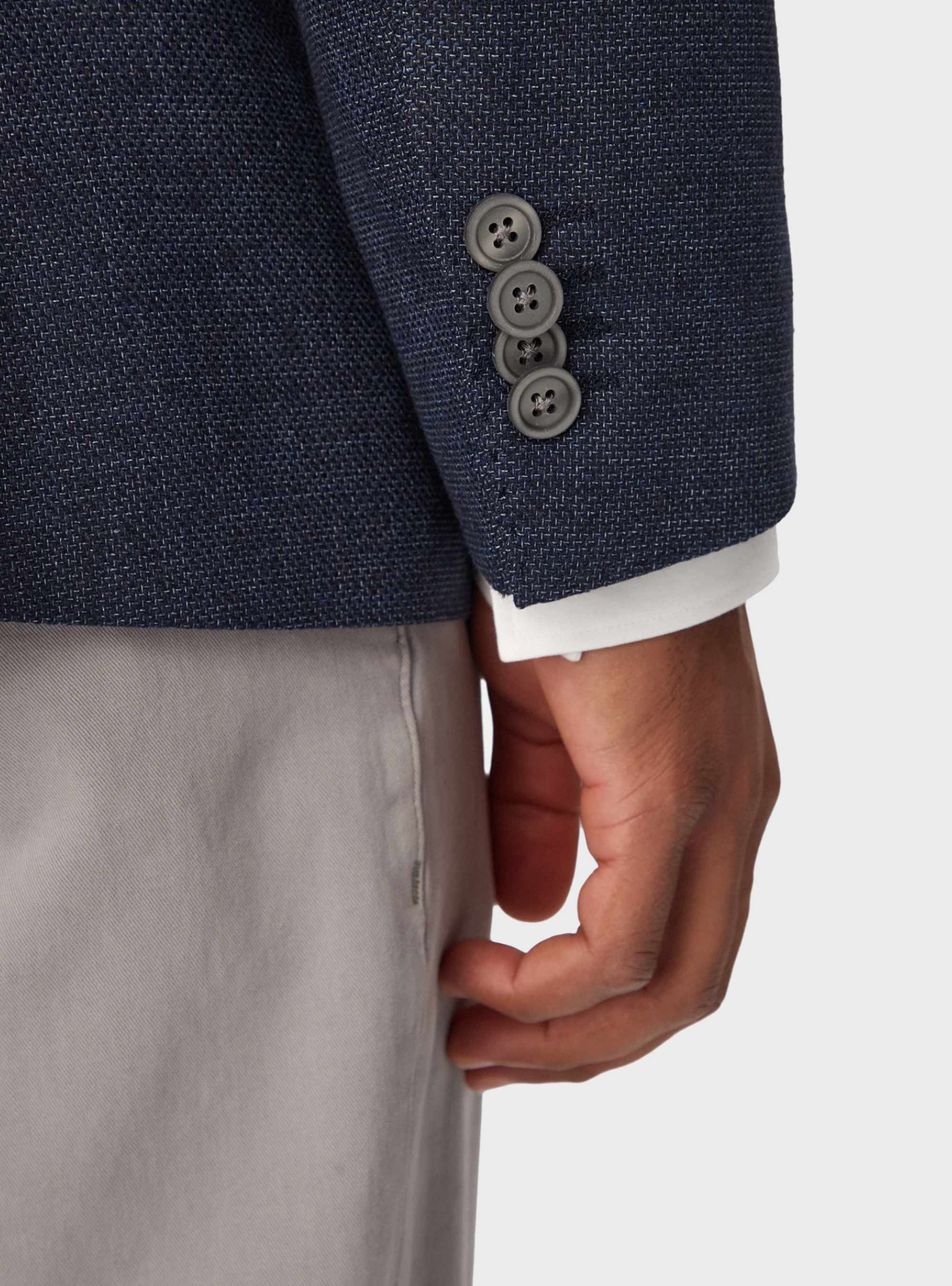 BOSS Slim-Fit Blazer In A Micro-Pattern H-Hutson-262 - Dark Blue