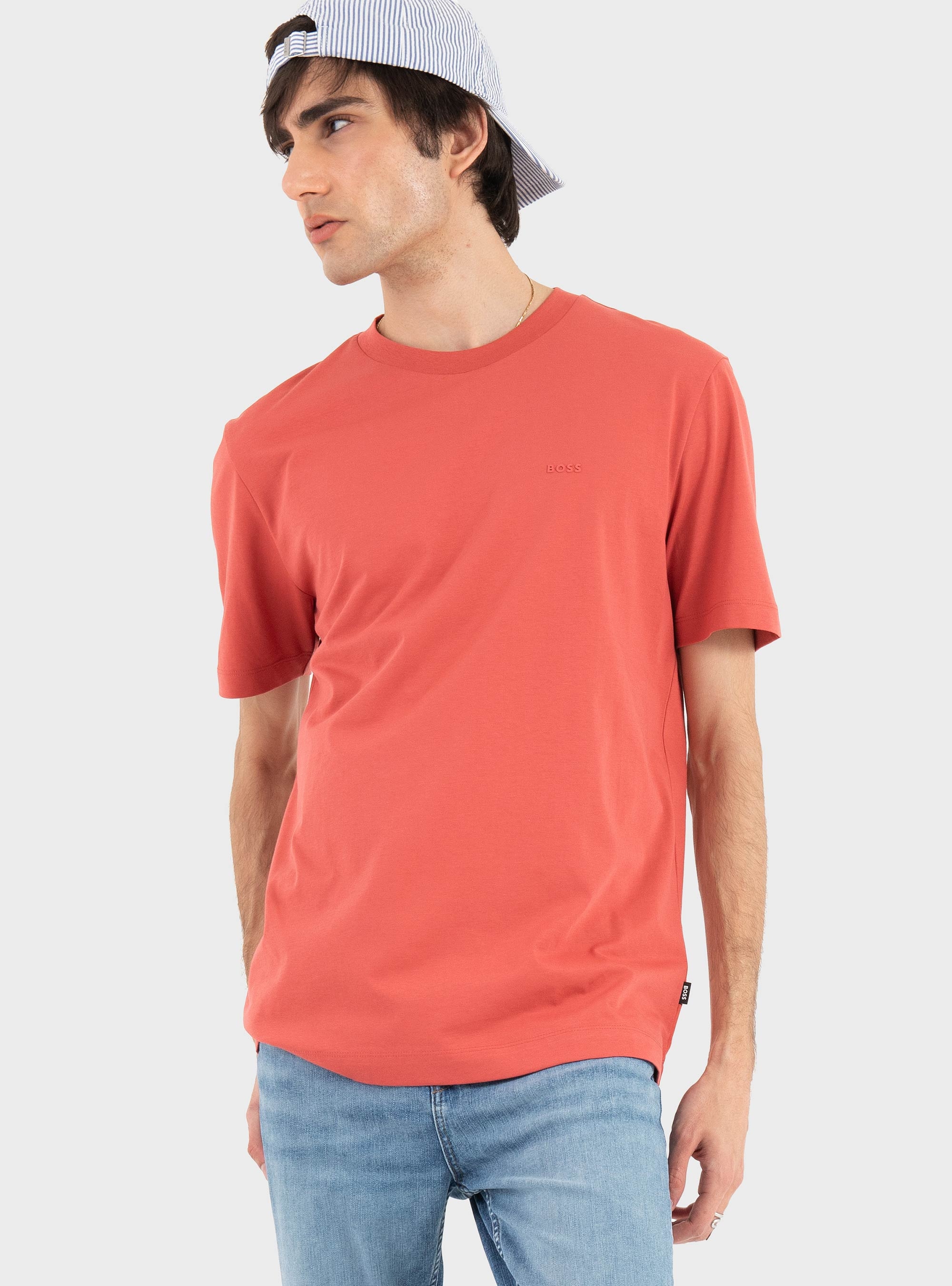 BOSS Cotton-Jersey T-Shirt With Logo Detail  Thompson 01 - Pale Red