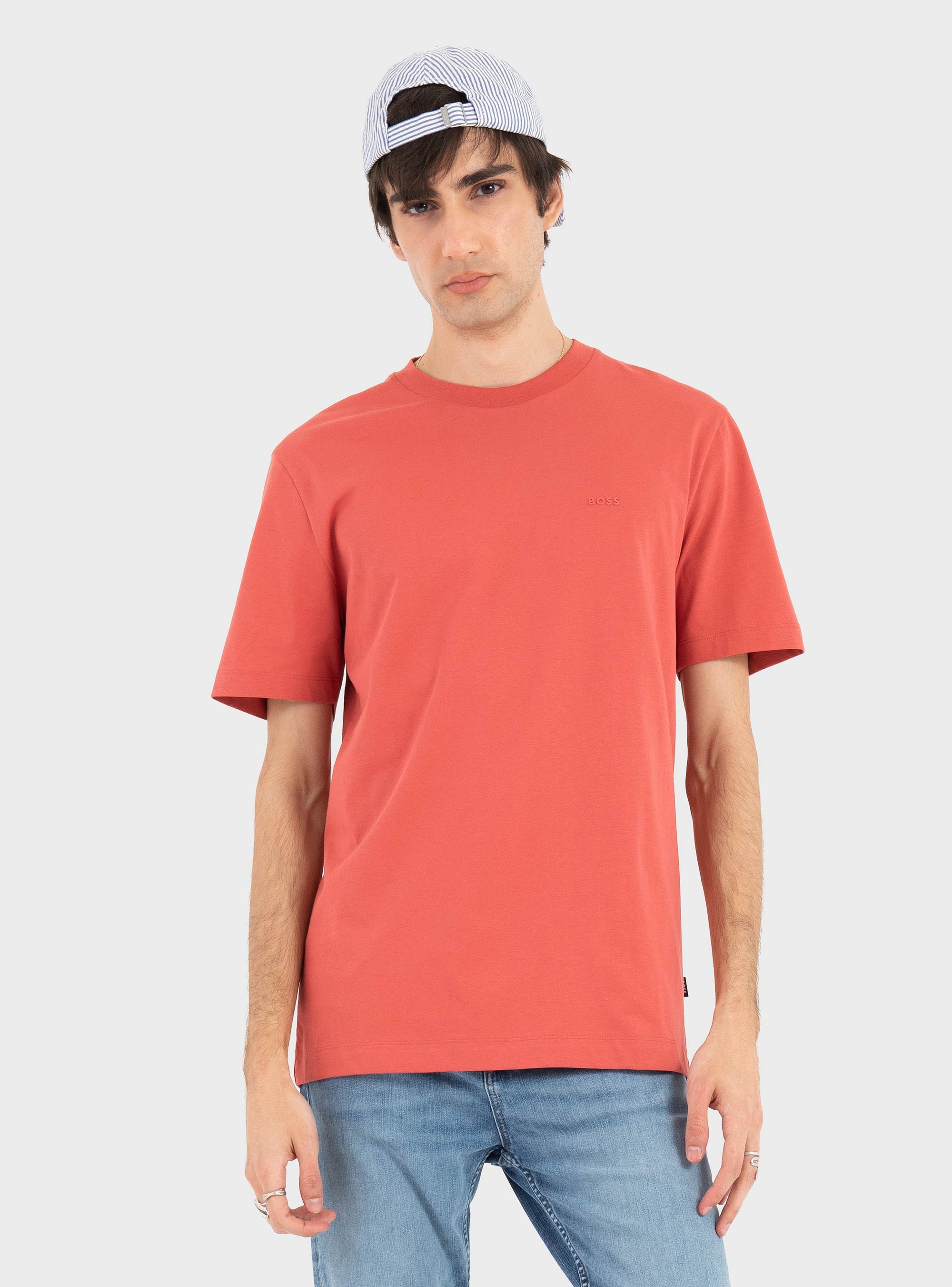 BOSS Cotton-Jersey T-Shirt With Logo Detail  Thompson 01 - Pale Red