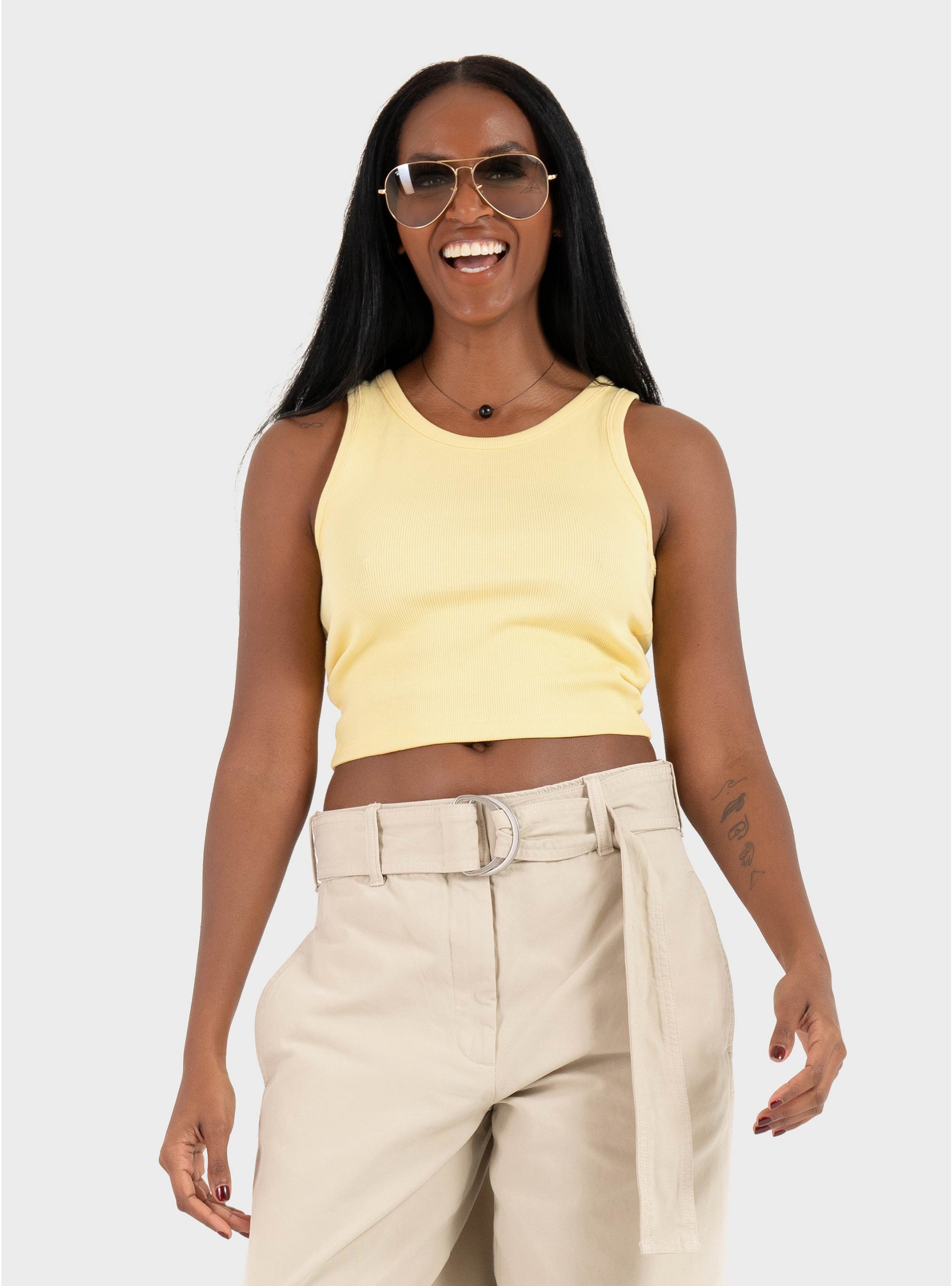 JJXX Fallon Rib Top - Banana