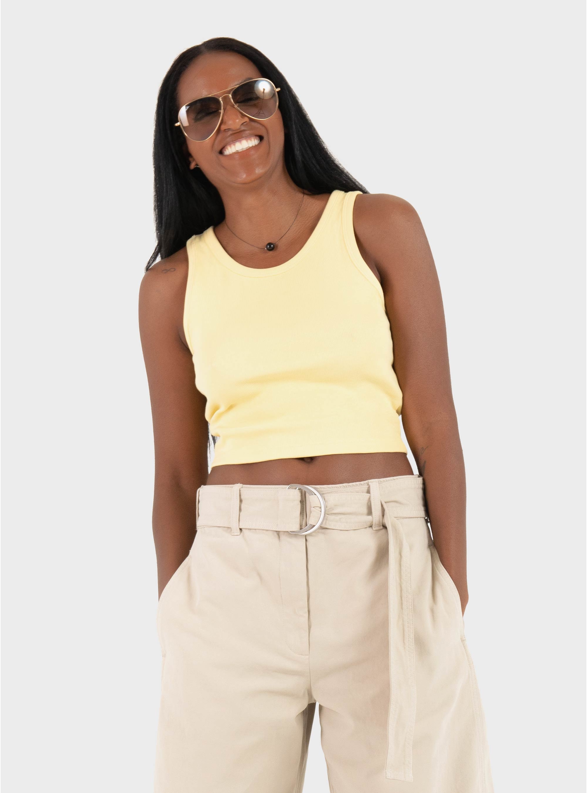 JJXX Fallon Rib Top - Banana