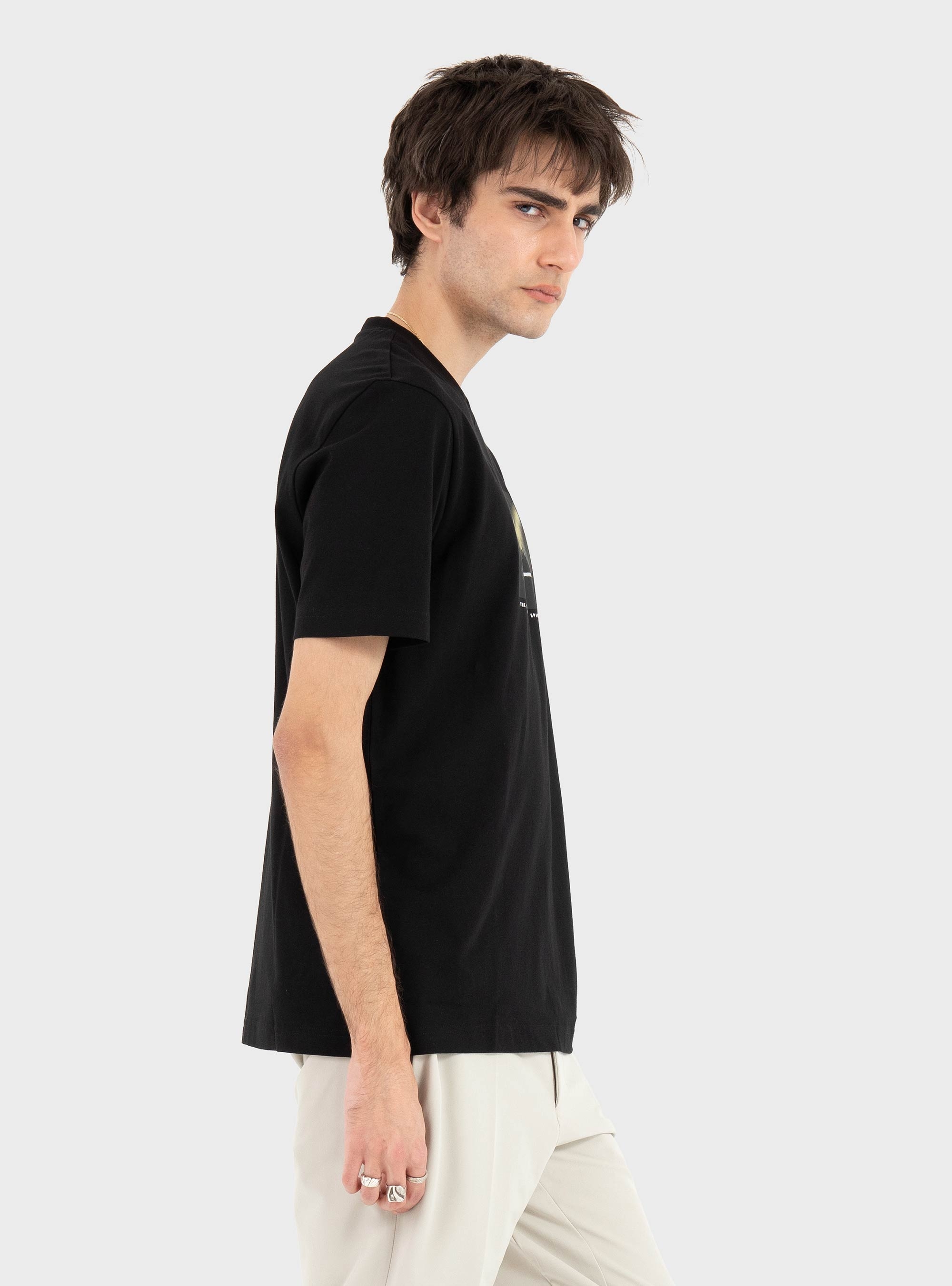 BOSS Cotton-Jersey T-Shirt With Printed Artwork Te_Dj - Black