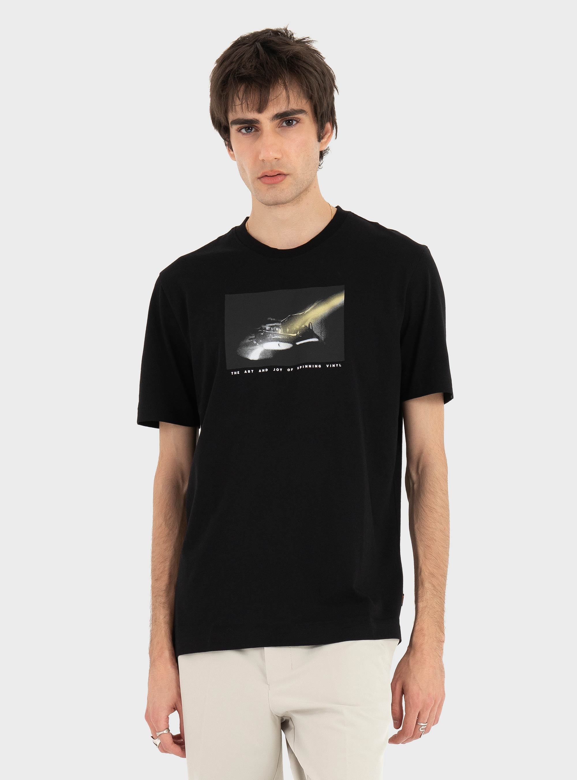 BOSS Cotton-Jersey T-Shirt With Printed Artwork Te_Dj - Black