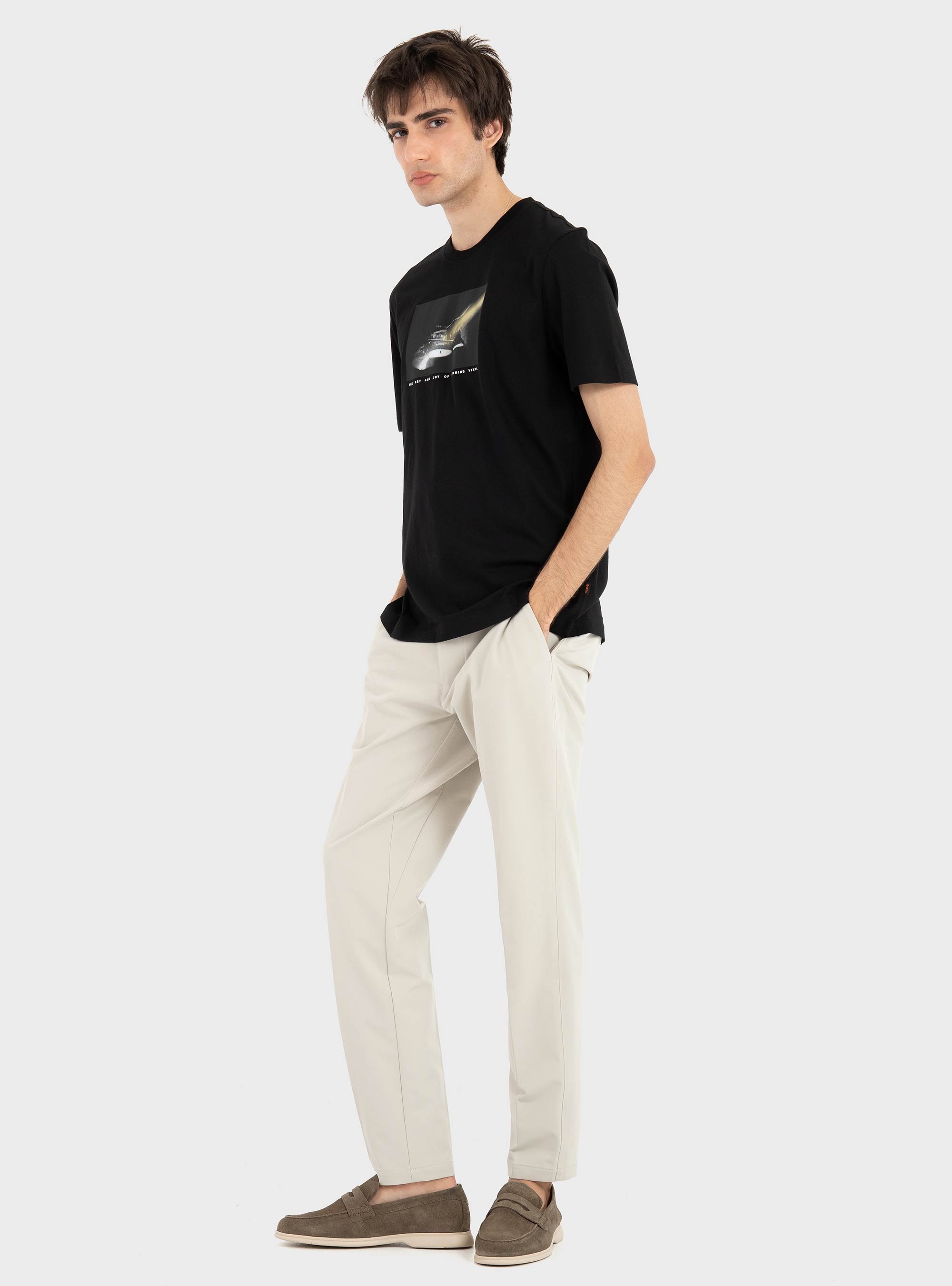 BOSS Cotton-Jersey T-Shirt With Printed Artwork Te_Dj - Black
