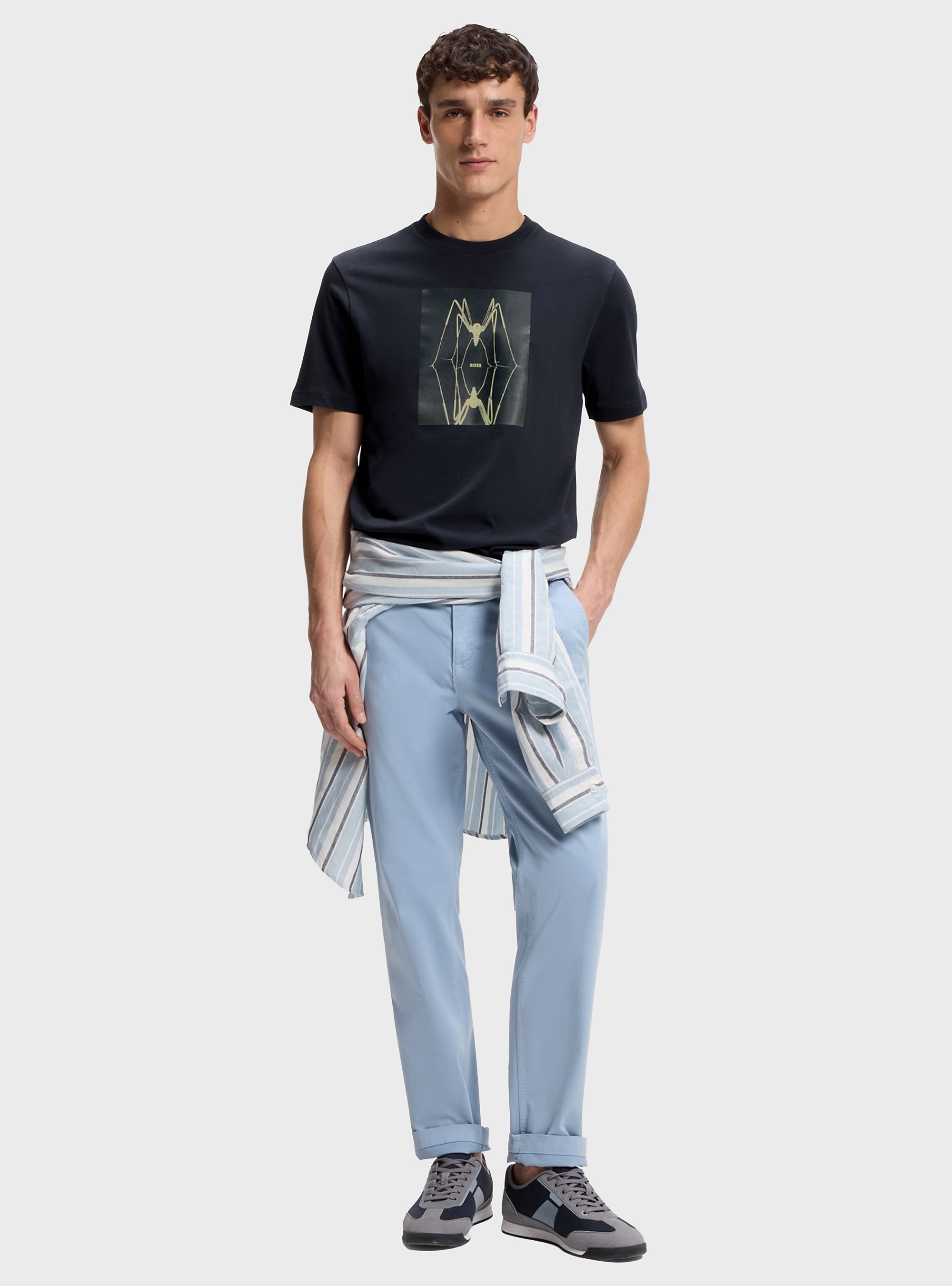 BOSS Cotton-Jersey T-Shirt With Printed Artwork Te_Creature - Dark Blue