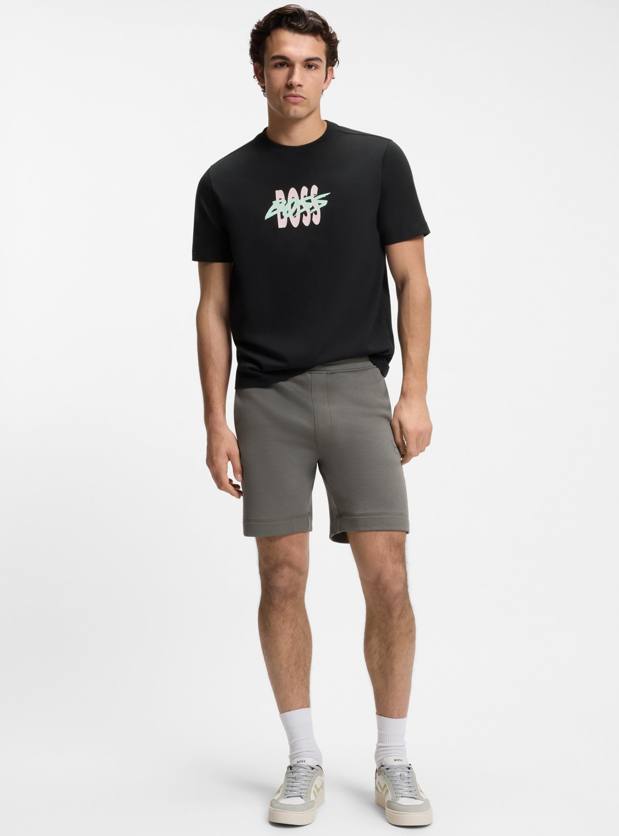 BOSS Cotton-Jersey T-Shirt With Logo Artwork    Te_Bass - Black
