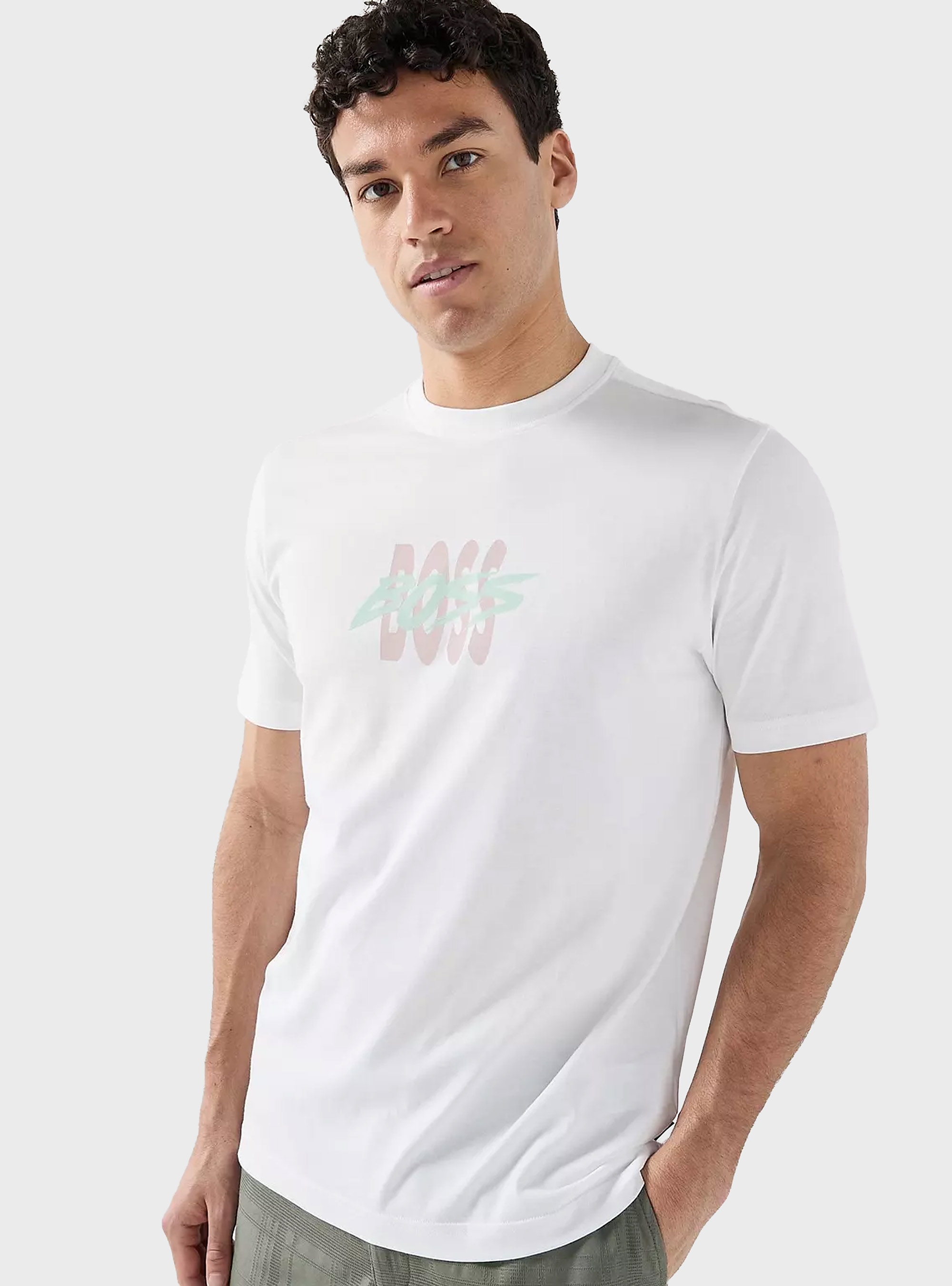 BOSS Cotton-Jersey T-Shirt With Logo Artwork    Te_Bass - White