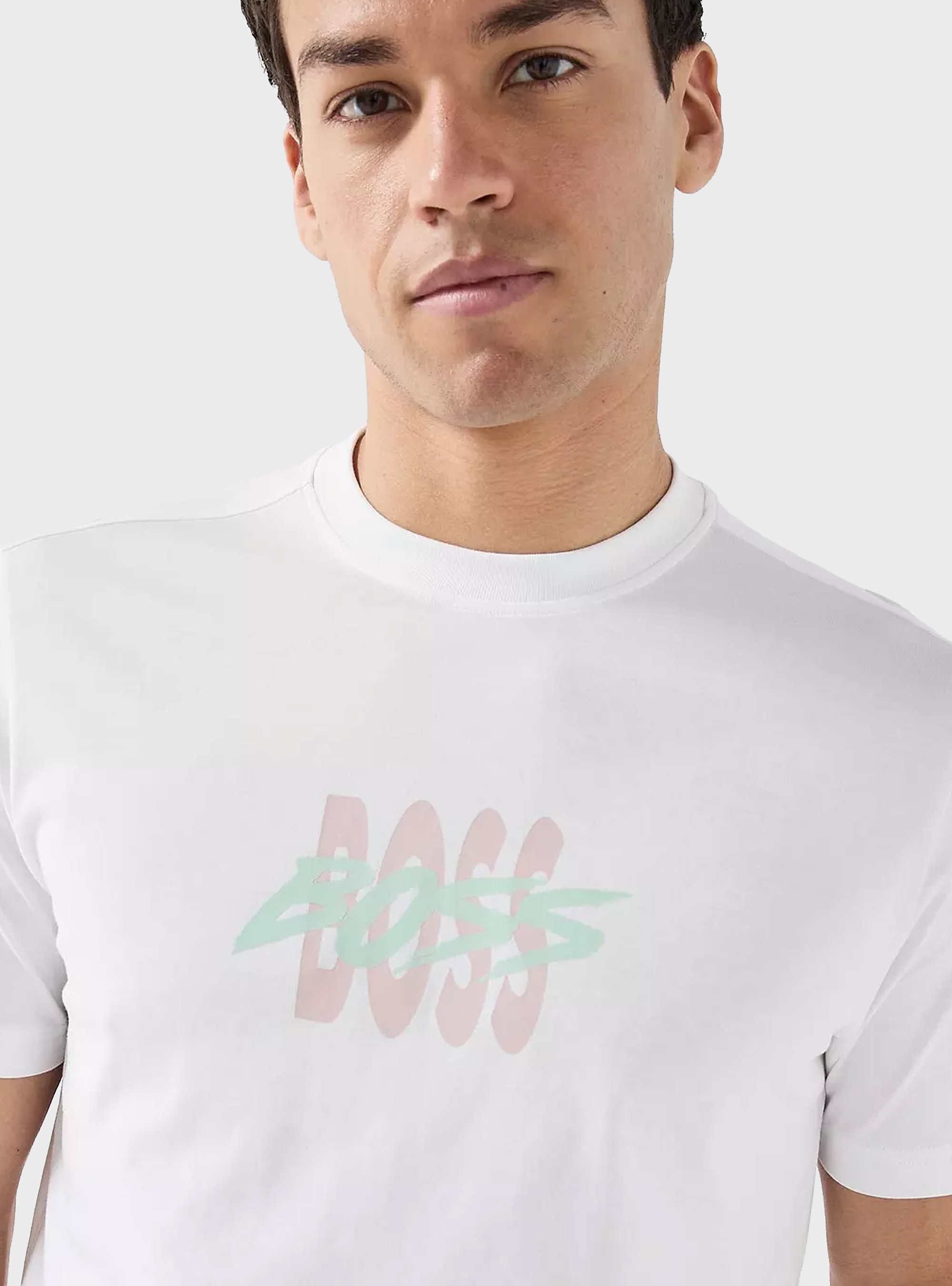BOSS Cotton-Jersey T-Shirt With Logo Artwork    Te_Bass - White