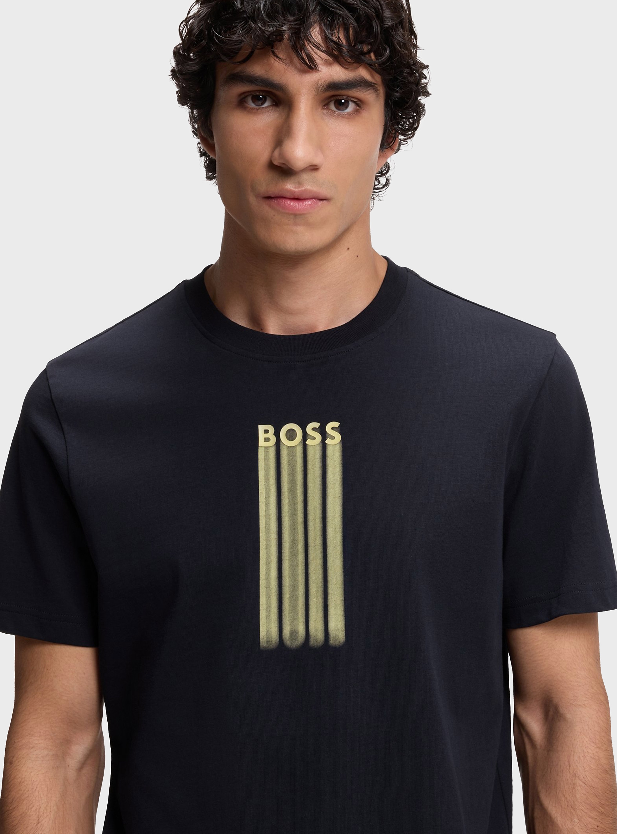 BOSS Cotton-Jersey T-Shirt With Logo Artwork    Te_Bass - Dark Blue