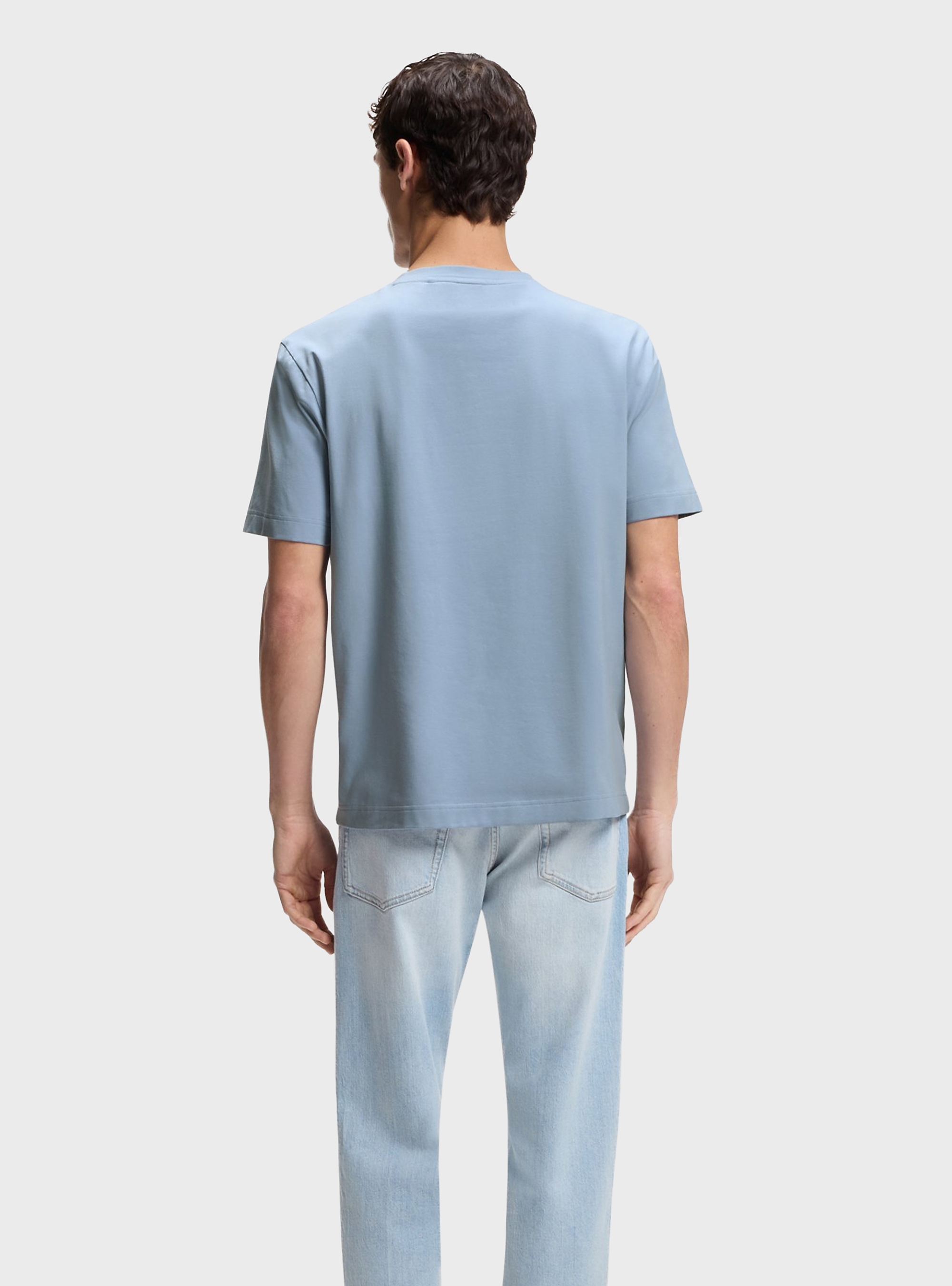 BOSS Stretch-Cotton T-Shirt With Contrast Logo  TChup - Light Blue