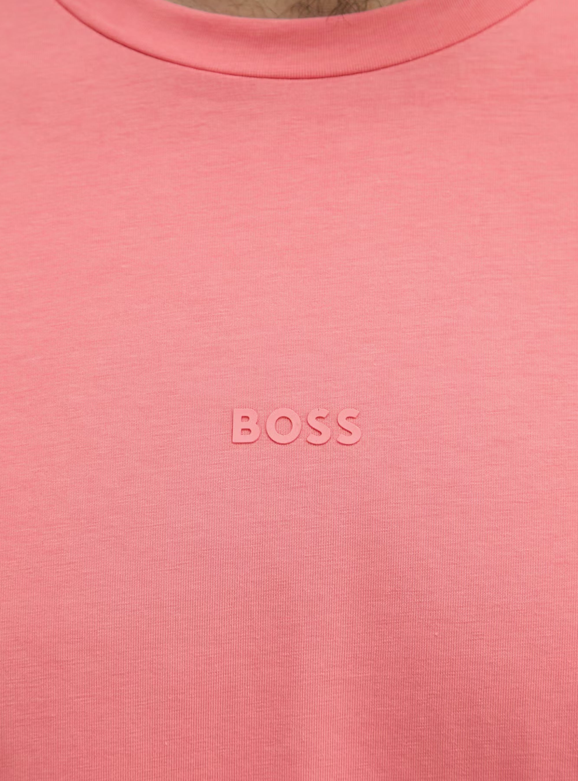 BOSS Stretch-Cotton T-Shirt With Contrast Logo  TChup - Pale Red
