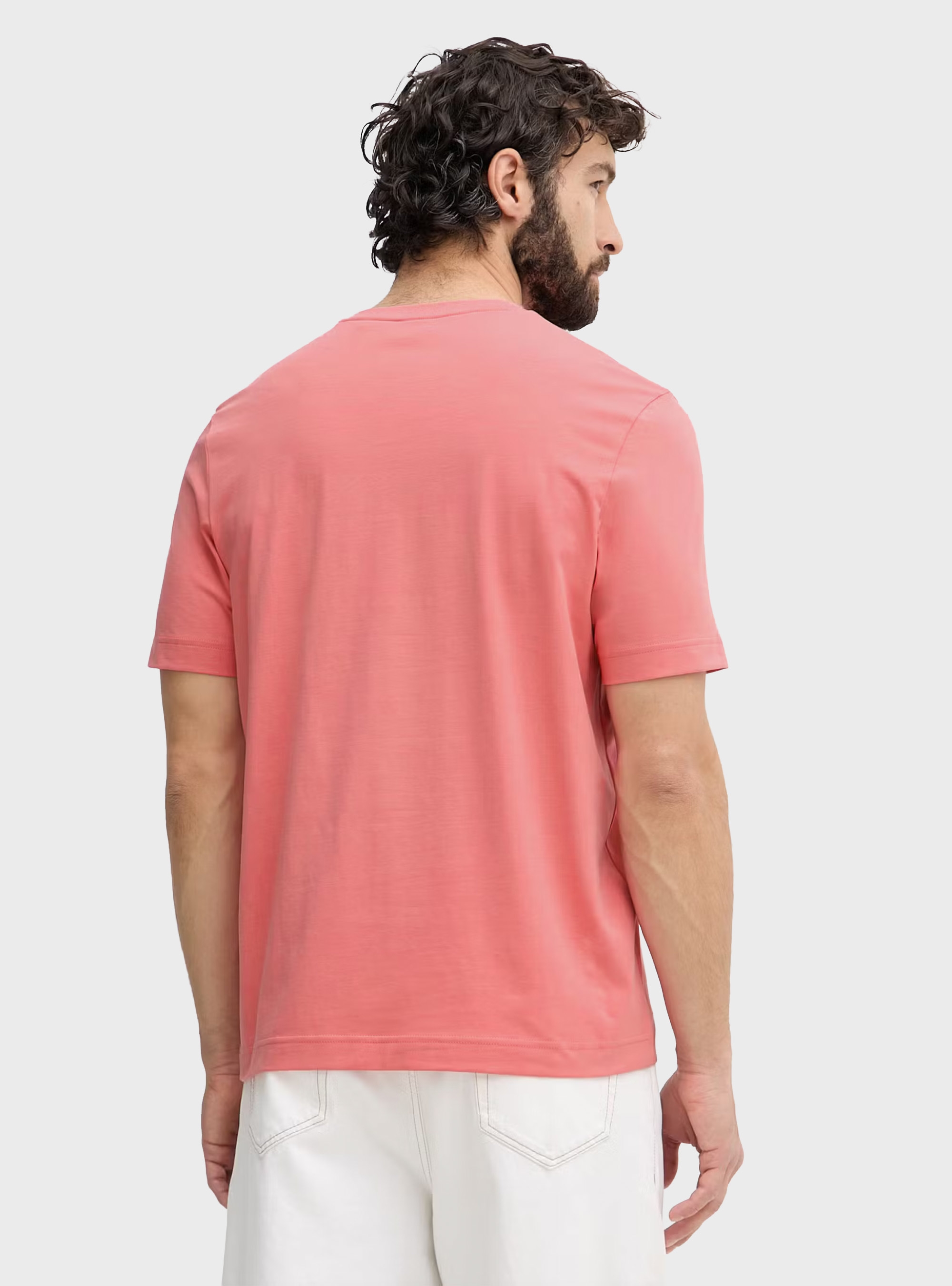 BOSS Stretch-Cotton T-Shirt With Contrast Logo  TChup - Pale Red