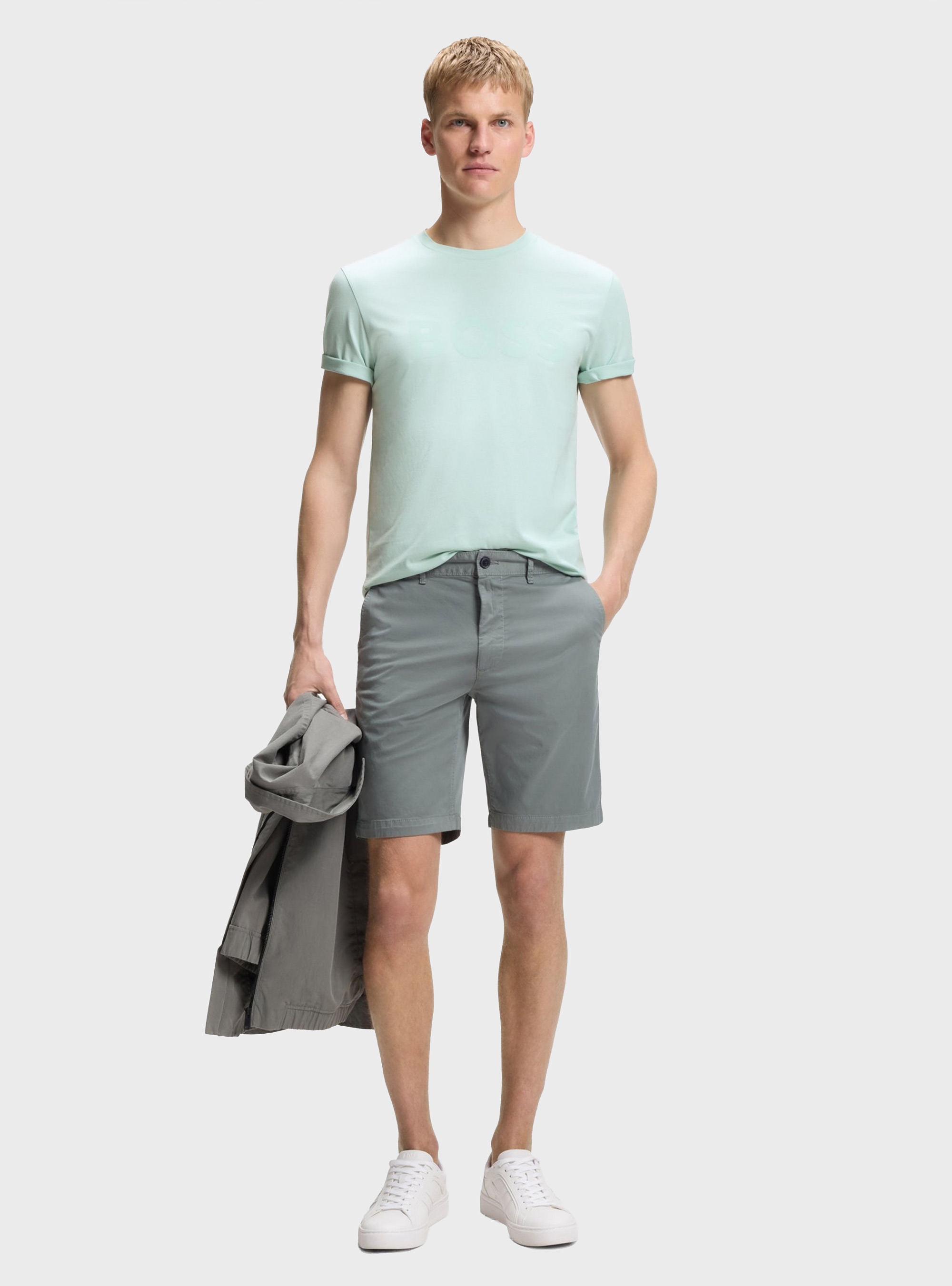 BOSS Cotton-Jersey T-Shirt With Large Logo Print Thinking 1 - Aquamarine