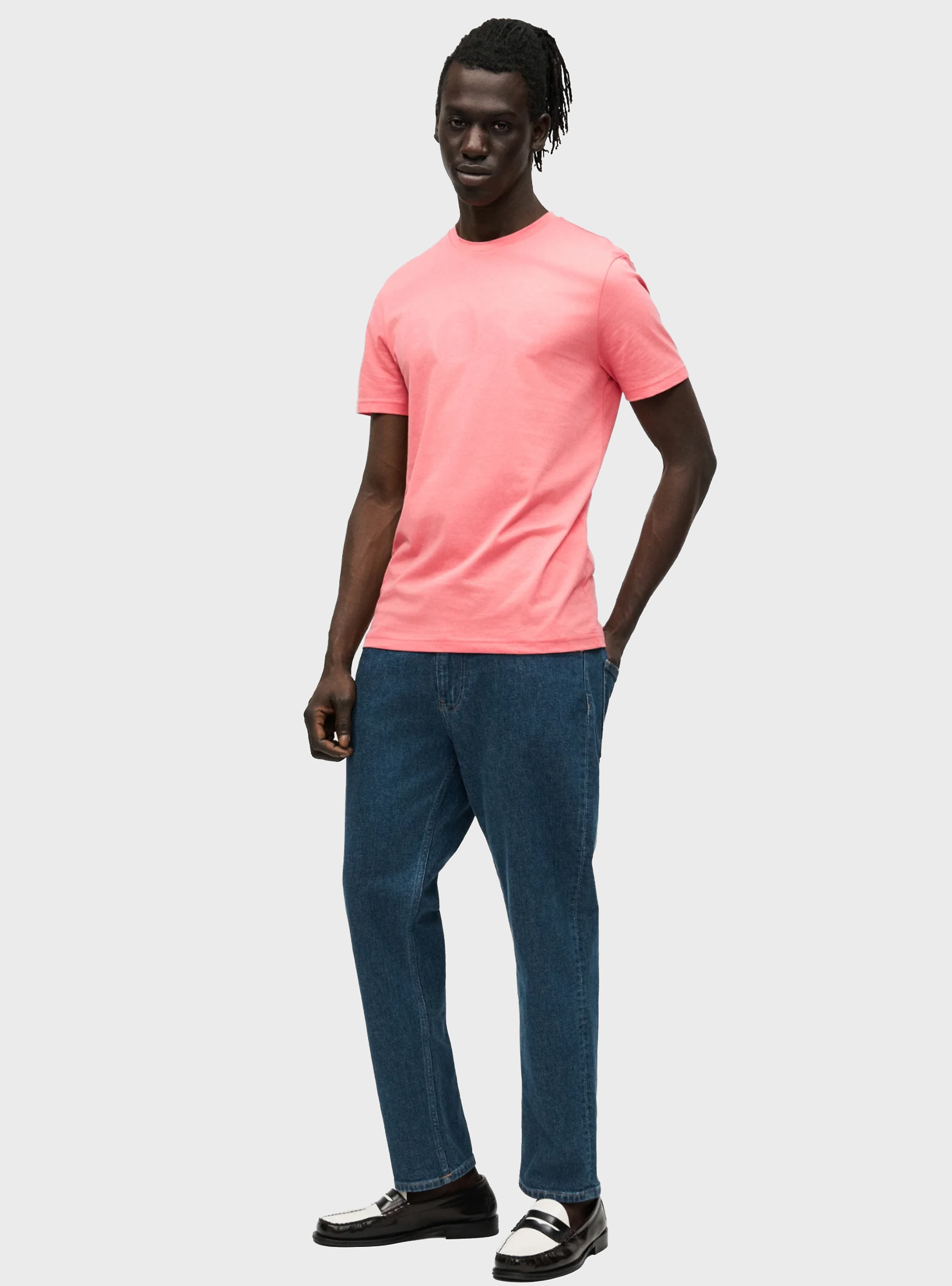 BOSS Cotton-Jersey T-Shirt With Large Logo Print Thinking 1 - Pale Red