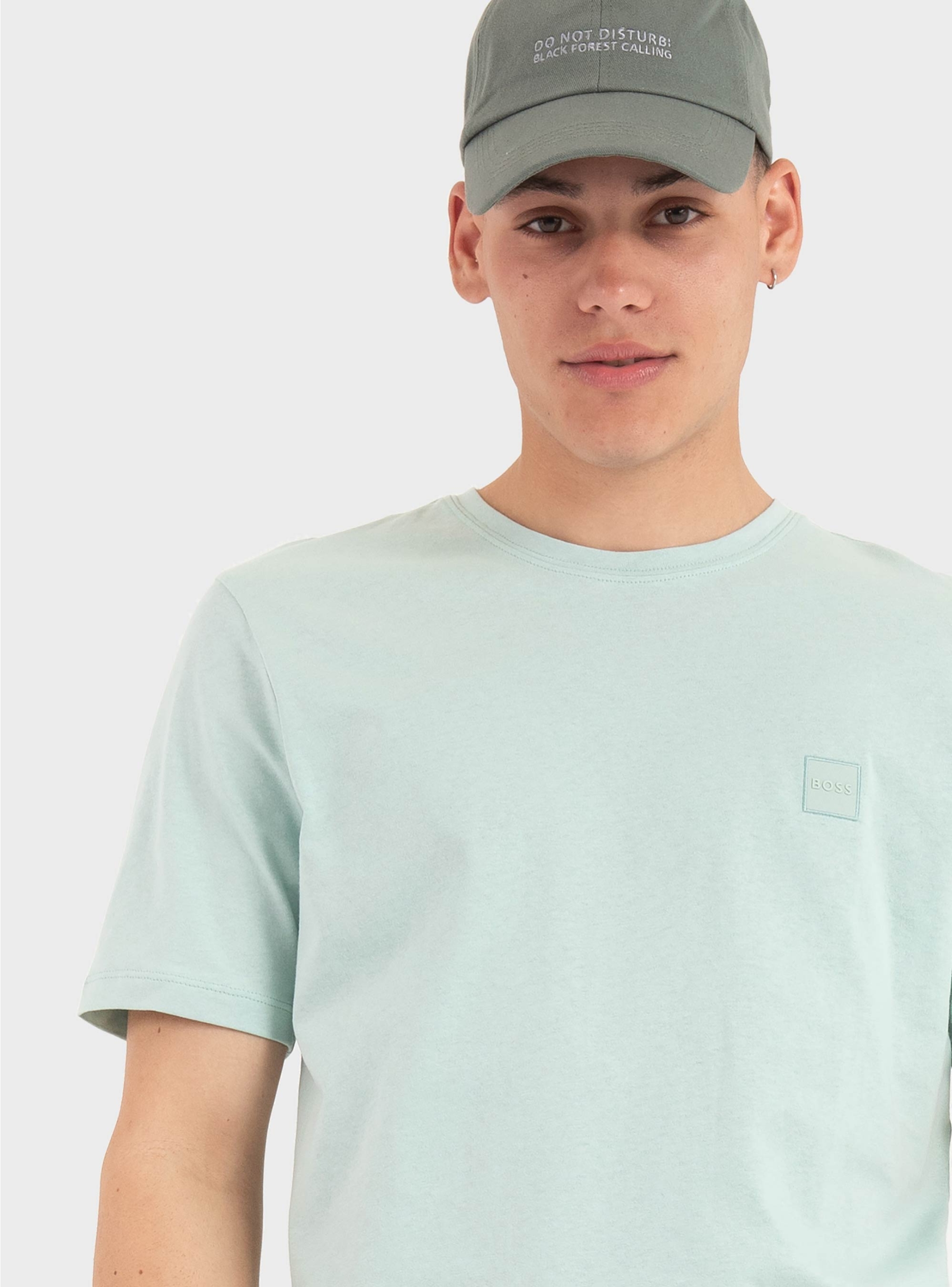 BOSS Cotton-Jersey T-Shirt With Logo Patch Tales - Aquamarine