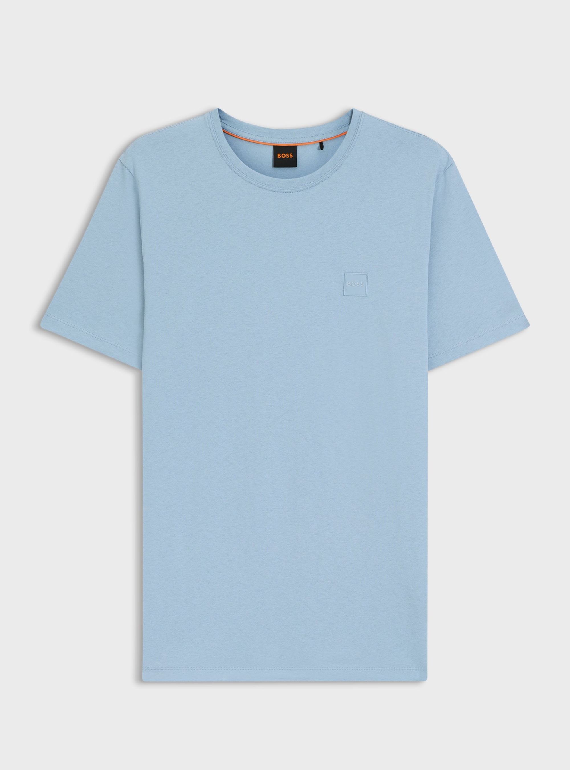 BOSS Cotton-Jersey T-Shirt With Logo Patch Tales - Light Blue