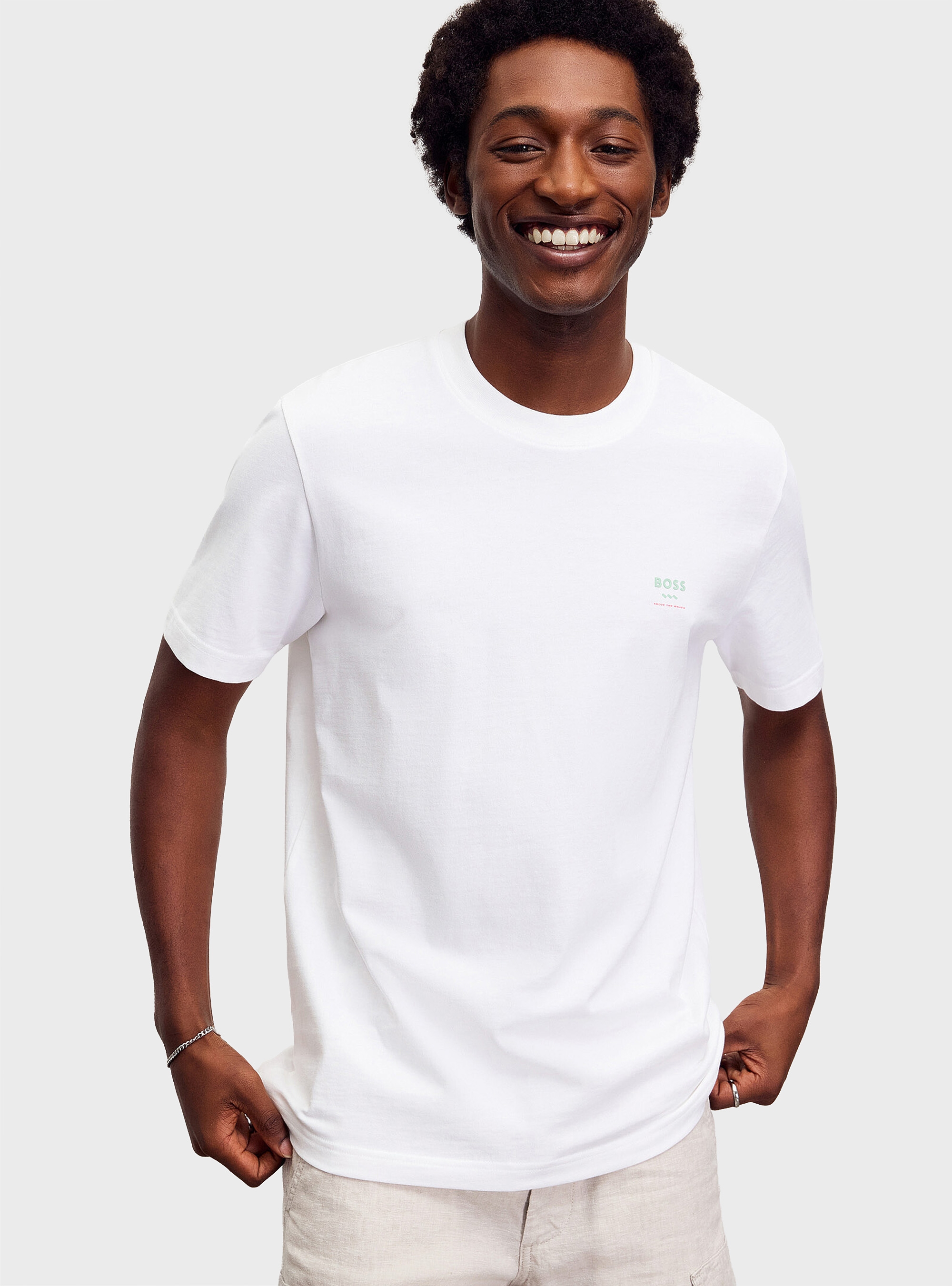 BOSS Cotton-Jersey T-Shirt Te_Groove - White