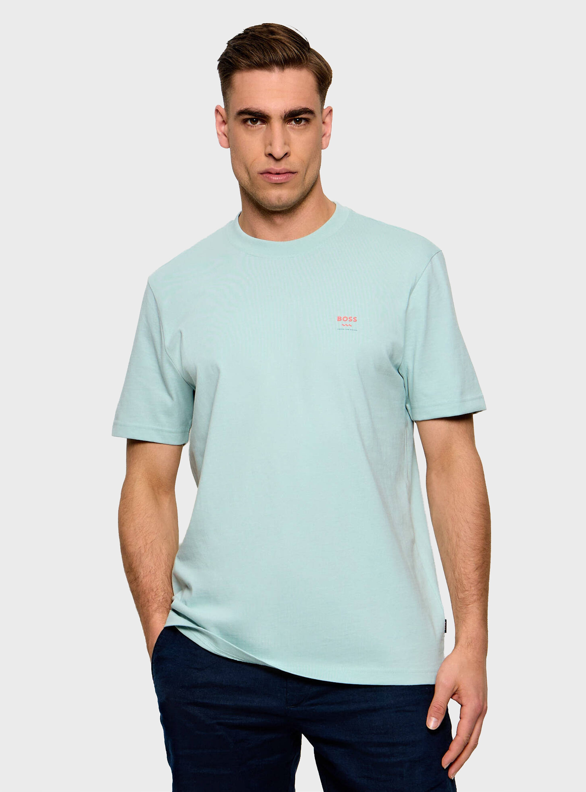 BOSS Cotton-Jersey T-Shirt Te_Groove - Aquamarine