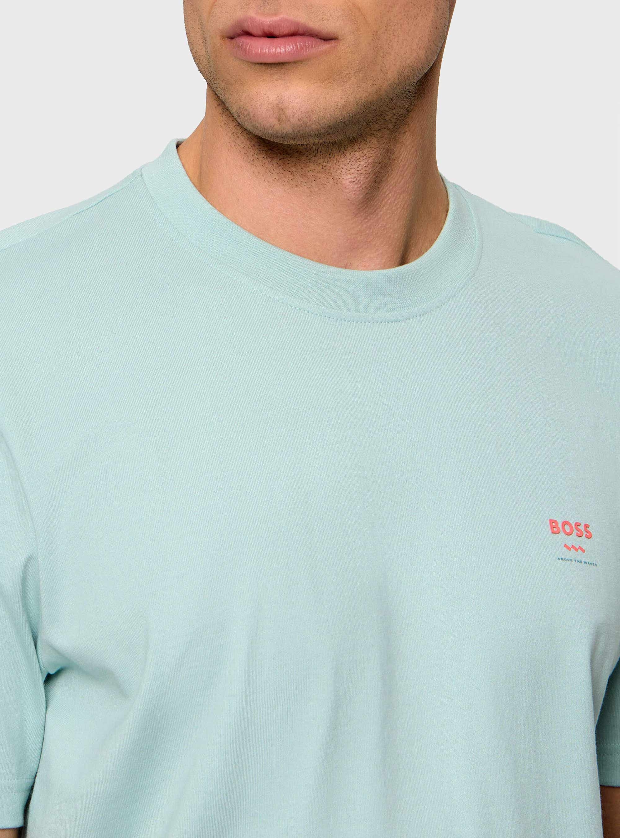 BOSS Cotton-Jersey T-Shirt Te_Groove - Aquamarine