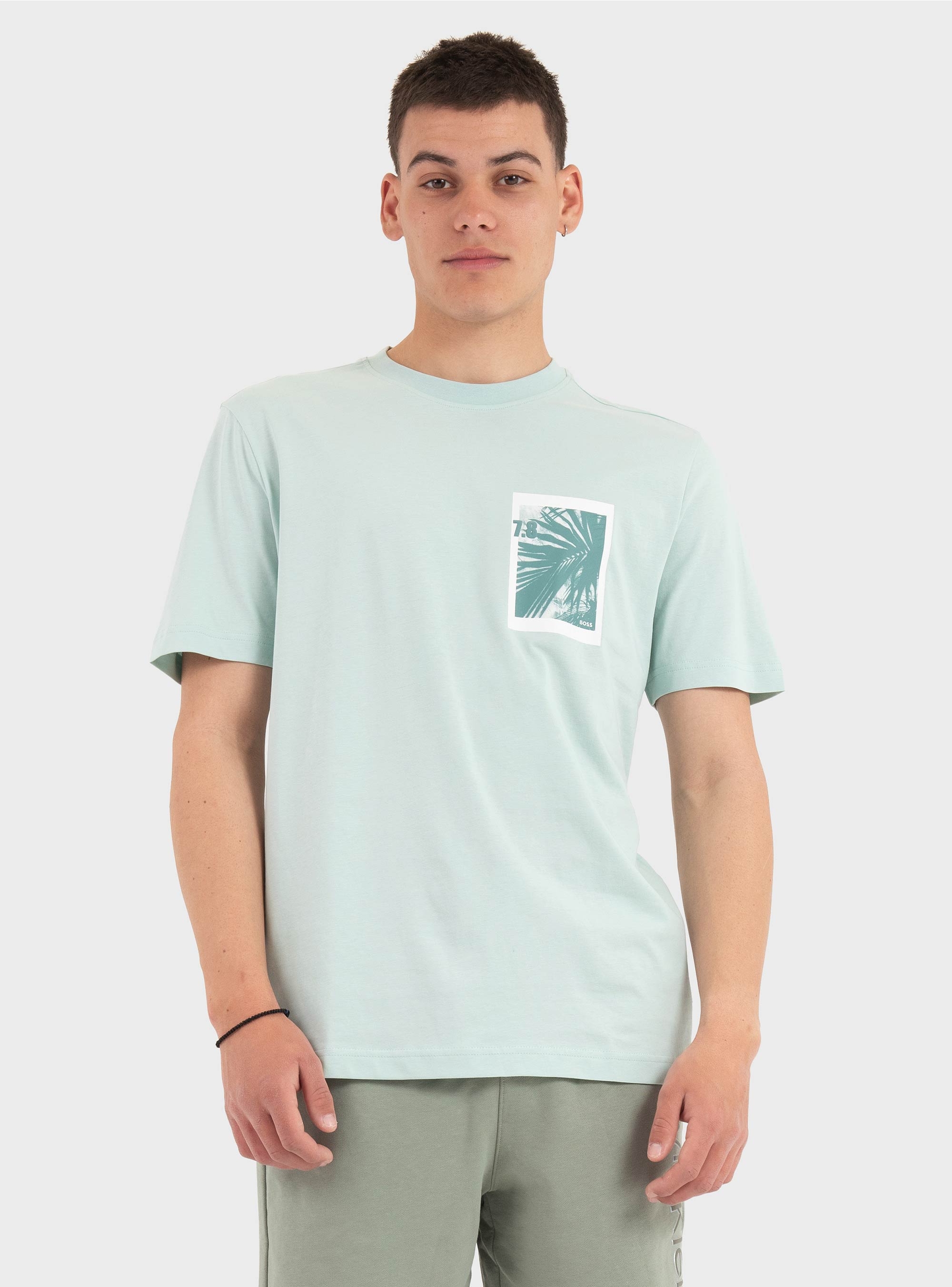 BOSS Cotton-Jersey T-Shirt With Graphic Print  Te_Board - Aquamarine