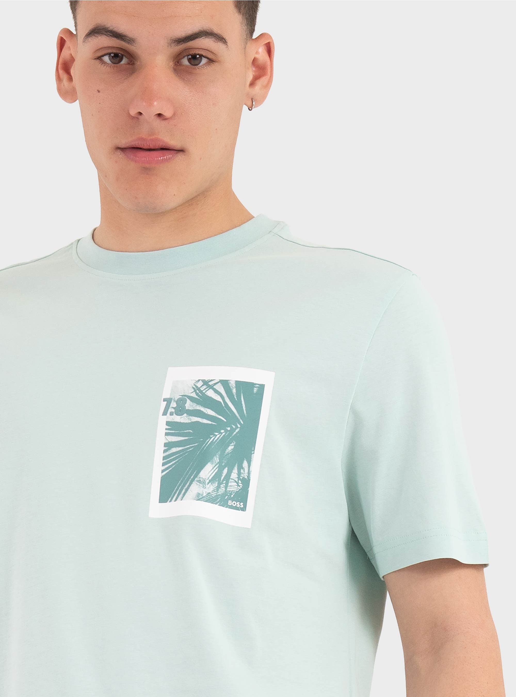 BOSS Cotton-Jersey T-Shirt With Graphic Print  Te_Board - Aquamarine