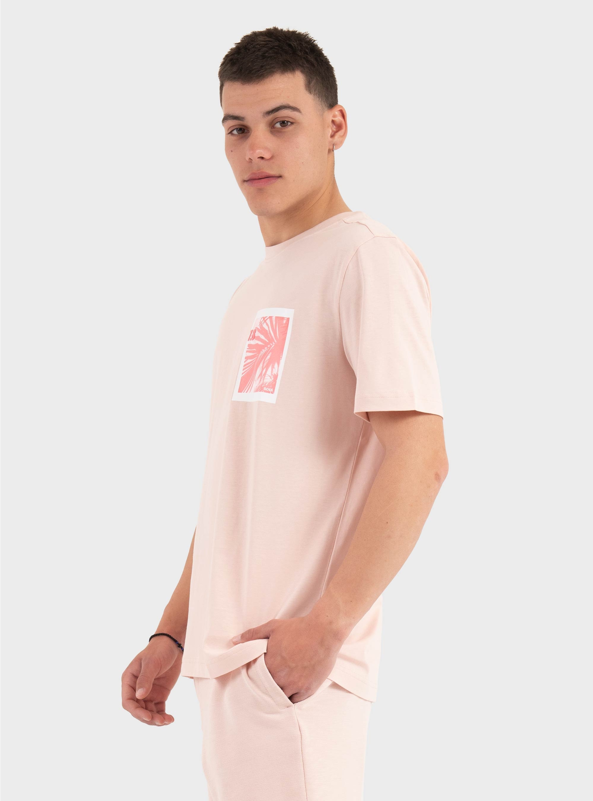 BOSS Cotton-Jersey T-Shirt With Graphic Print  Te_Board - Pink
