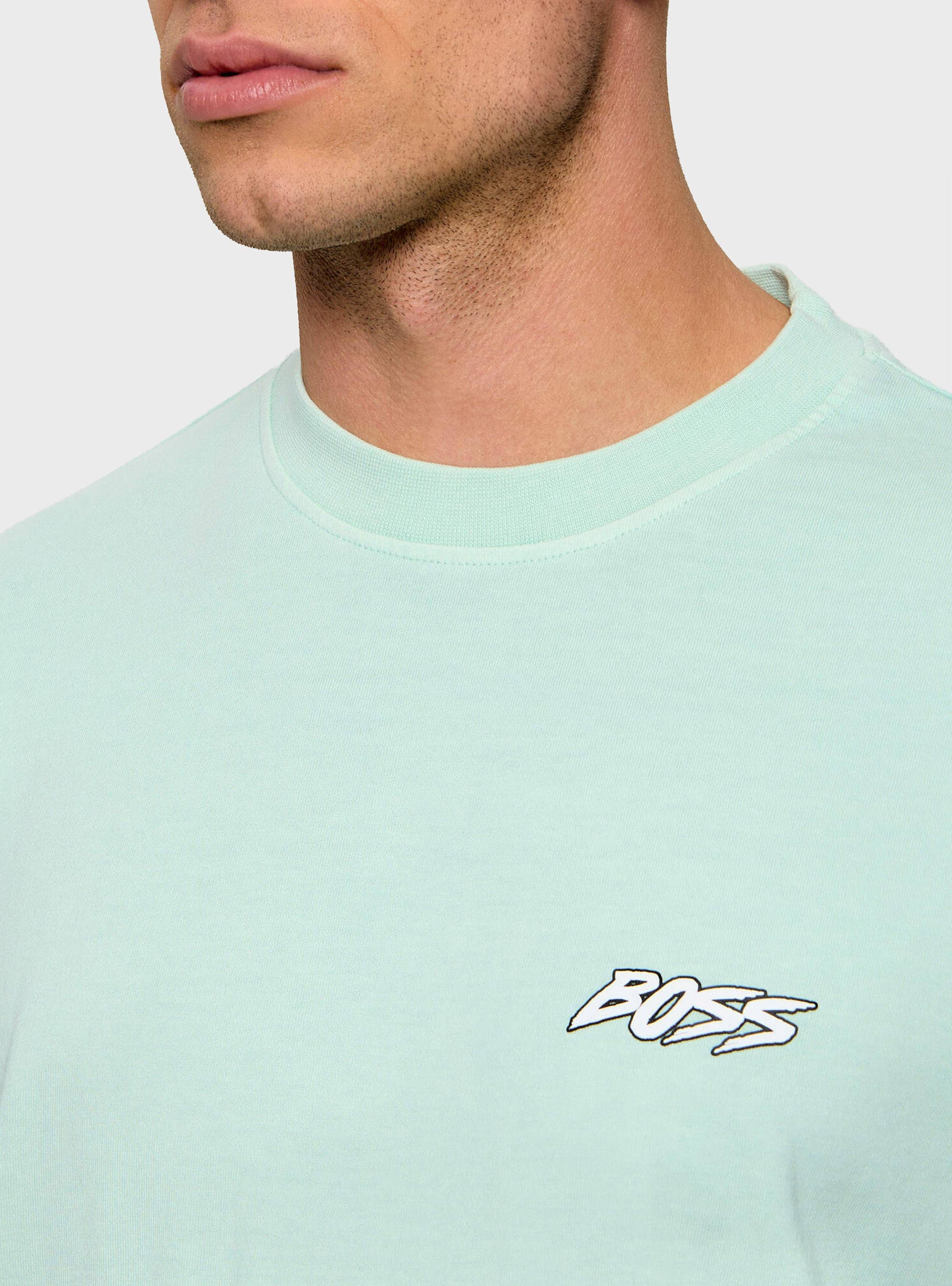 BOSS Cotton-Jersey T-Shirt With Graphic Print  Te_SurfWash - Aquamarine